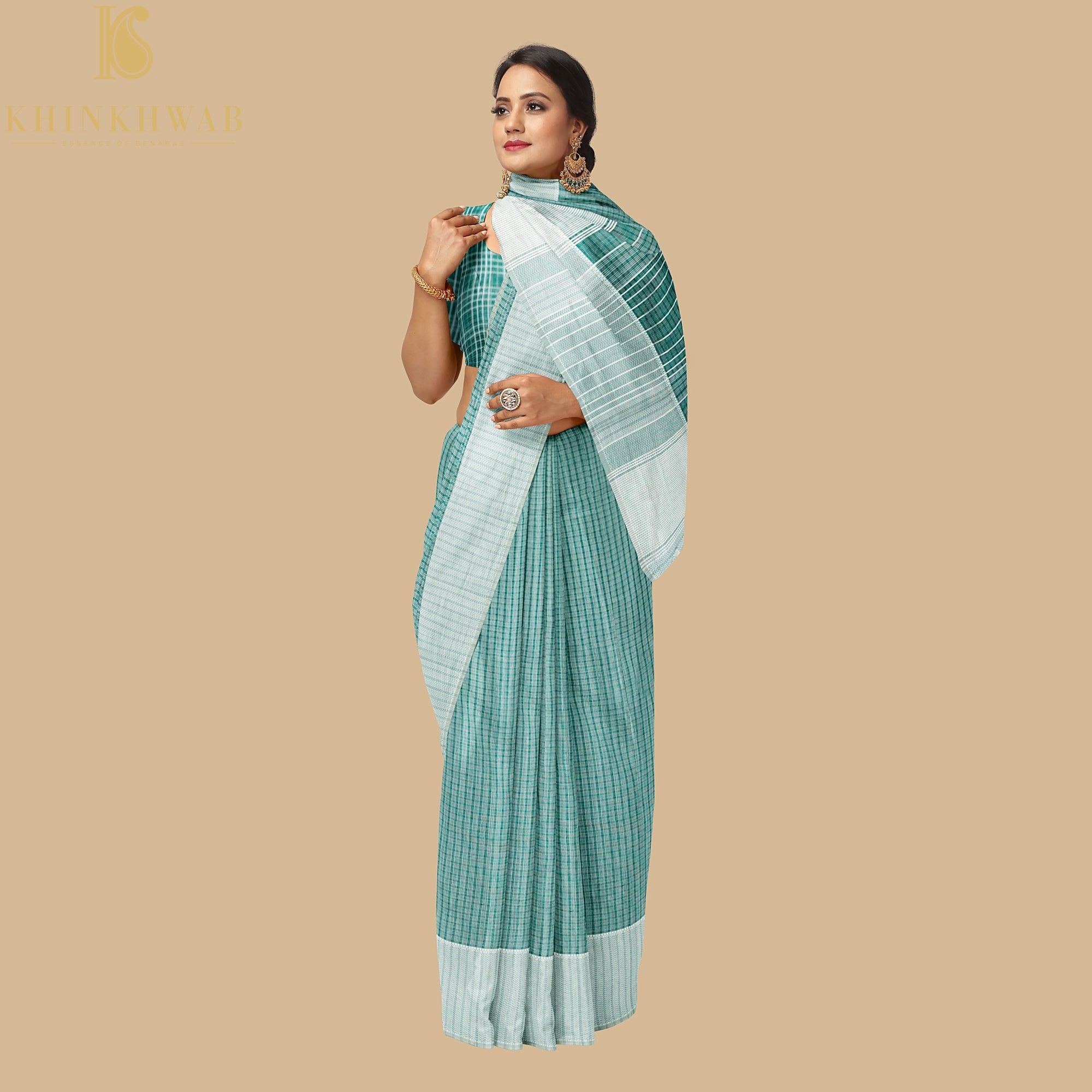 Lochinvar Green Handwoven Pure Cotton Silk Maheshwari Saree - Khinkhwab