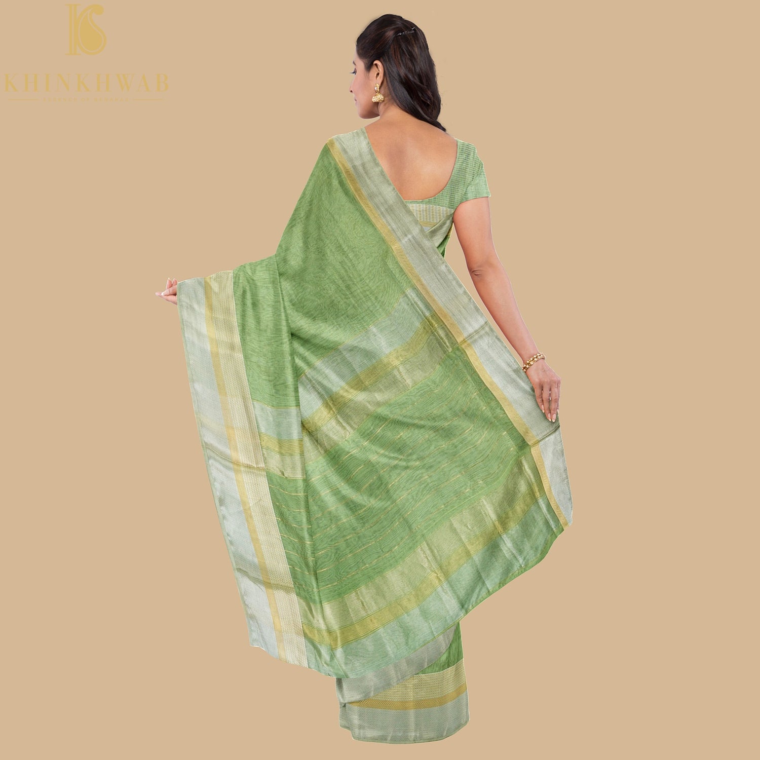 Norway Green Handwoven Pure Cotton Silk Maheshwari Saree - Khinkhwab
