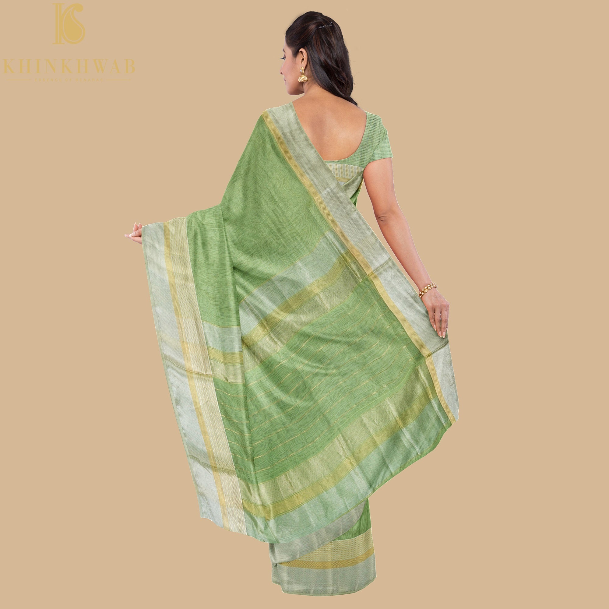 Norway Green Handwoven Pure Cotton Silk Maheshwari Saree - Khinkhwab