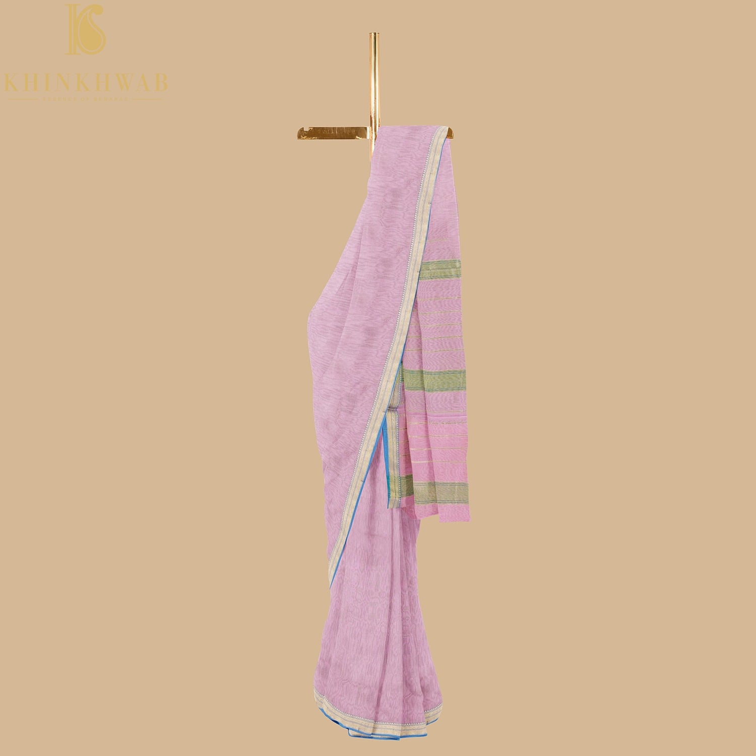 Kobi Pink Handwoven Pure Cotton Silk Maheshwari Saree - Khinkhwab