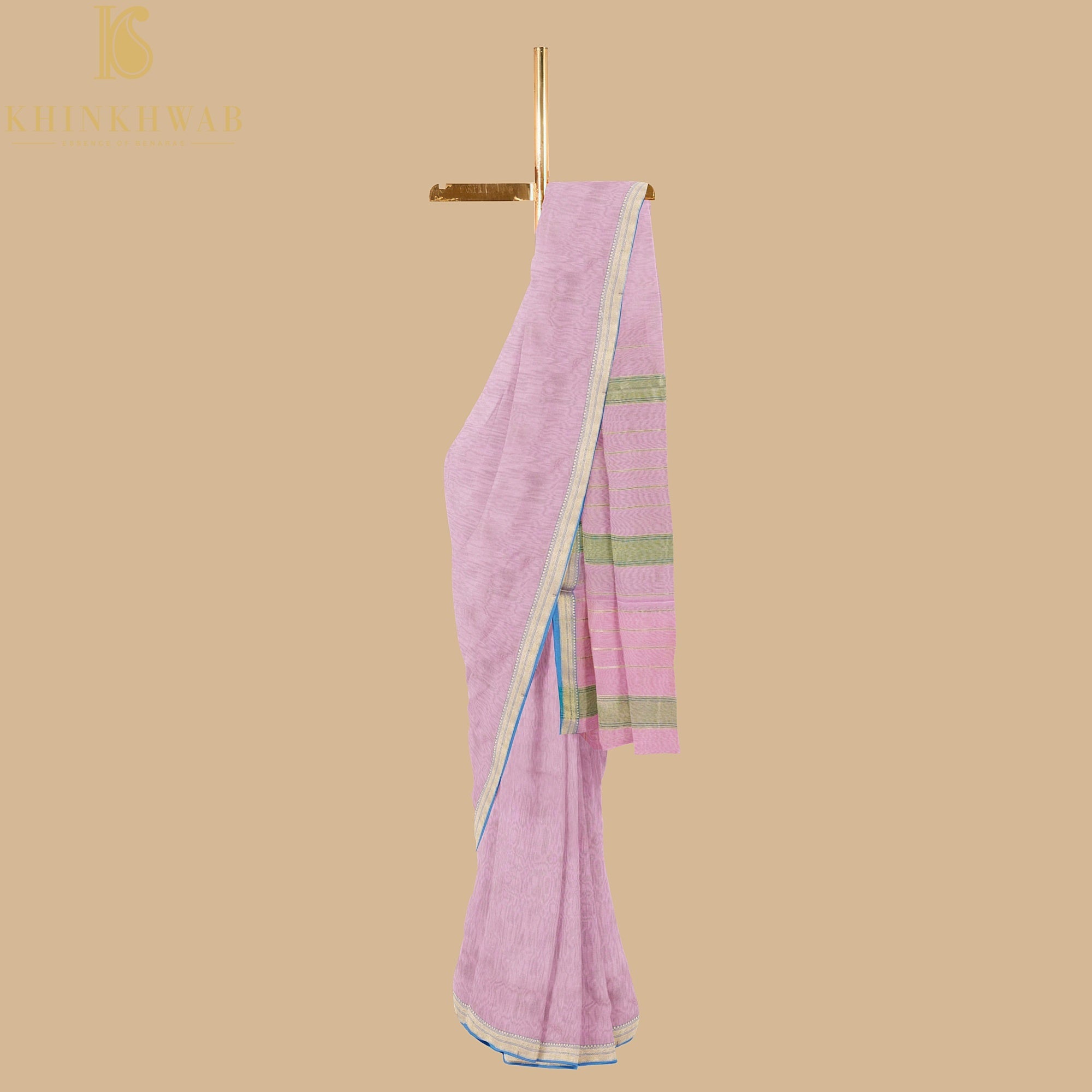 Kobi Pink Handwoven Pure Cotton Silk Maheshwari Saree - Khinkhwab