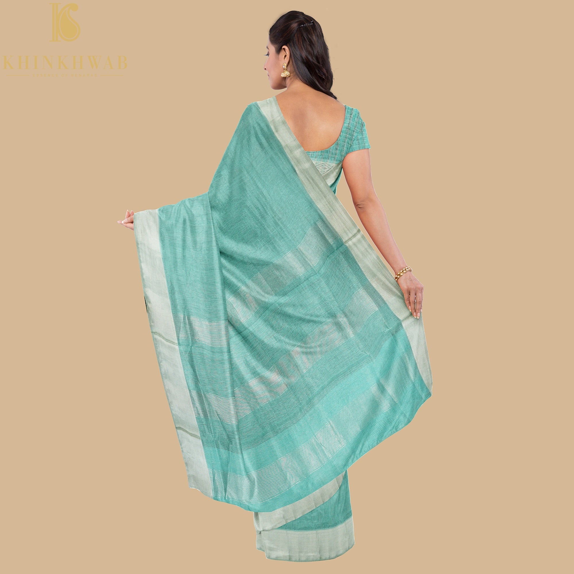 Blue Handwoven Pure Cotton Silk Maheshwari Saree - Khinkhwab