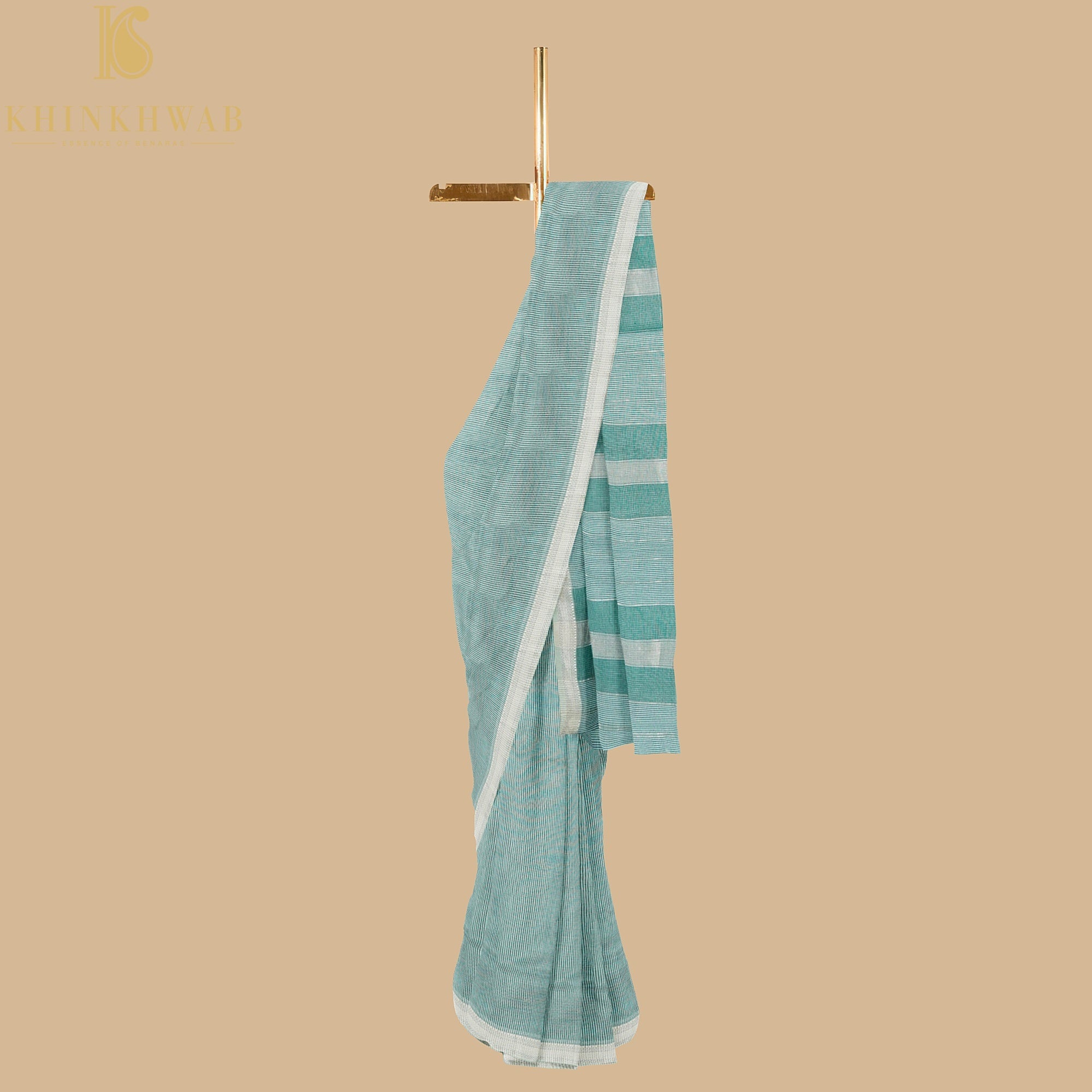 Teal Handwoven Pure Cotton Silk Maheshwari Saree - Khinkhwab