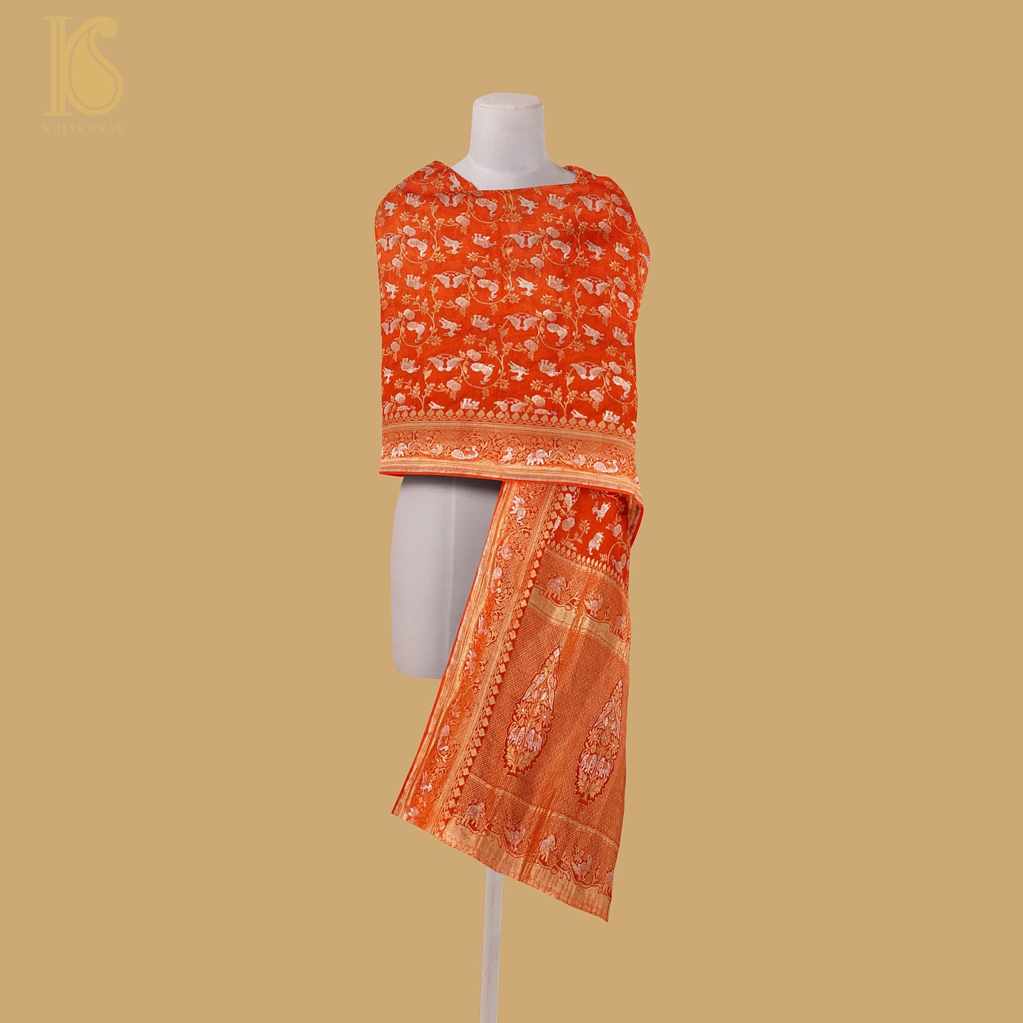 Pure Georgette Shikargah Handwoven Banarasi Dupatta - Khinkhwab