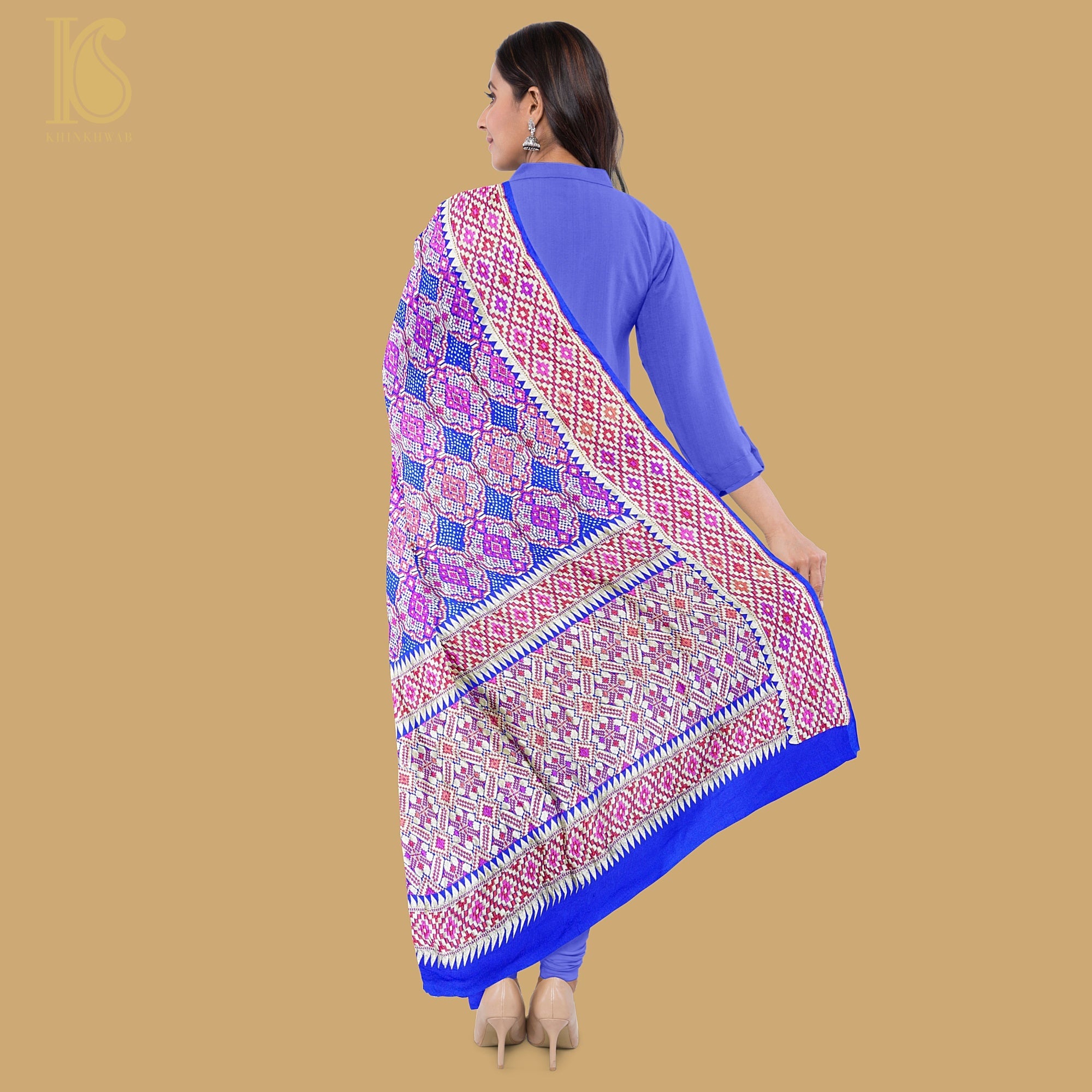 Blue Georgette Handloom Banarasi Bandhani Dupatta - Khinkhwab