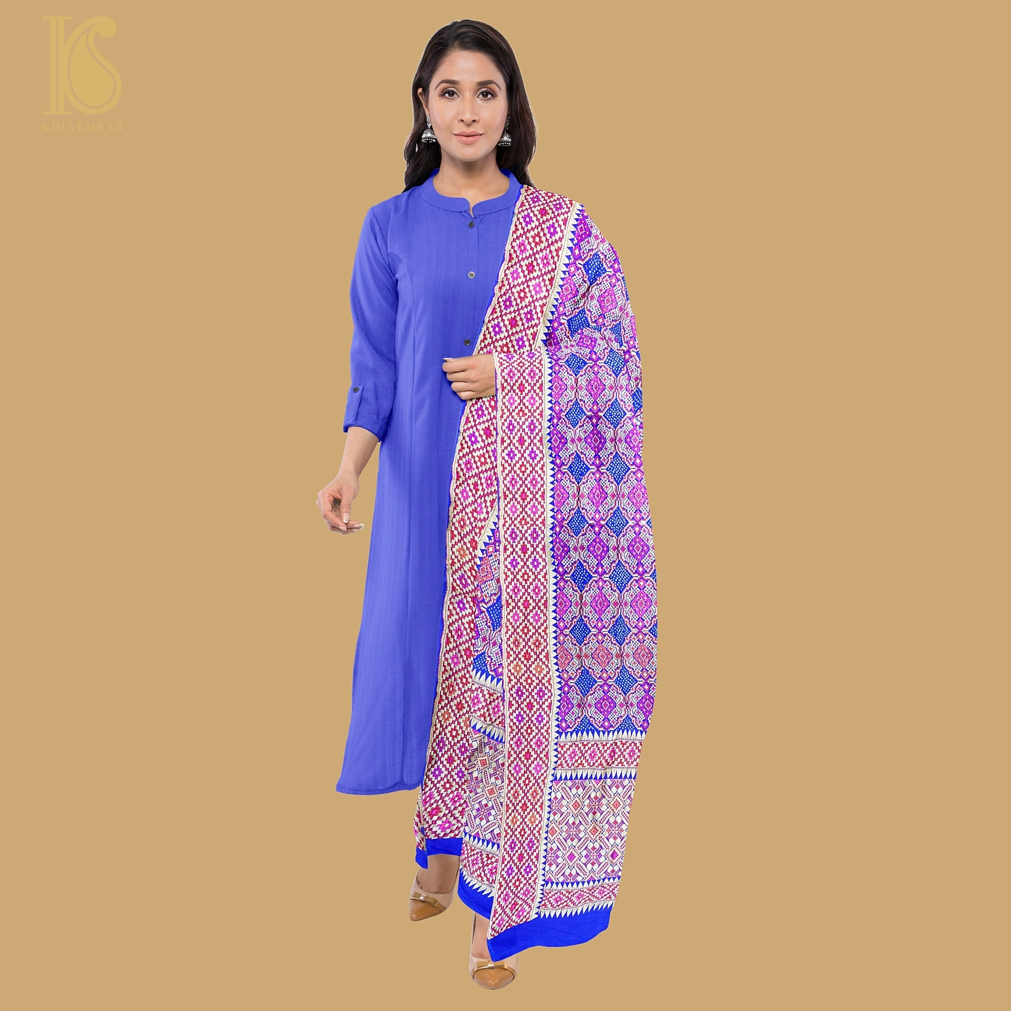 Blue Georgette Handloom Banarasi Bandhani Dupatta - Khinkhwab