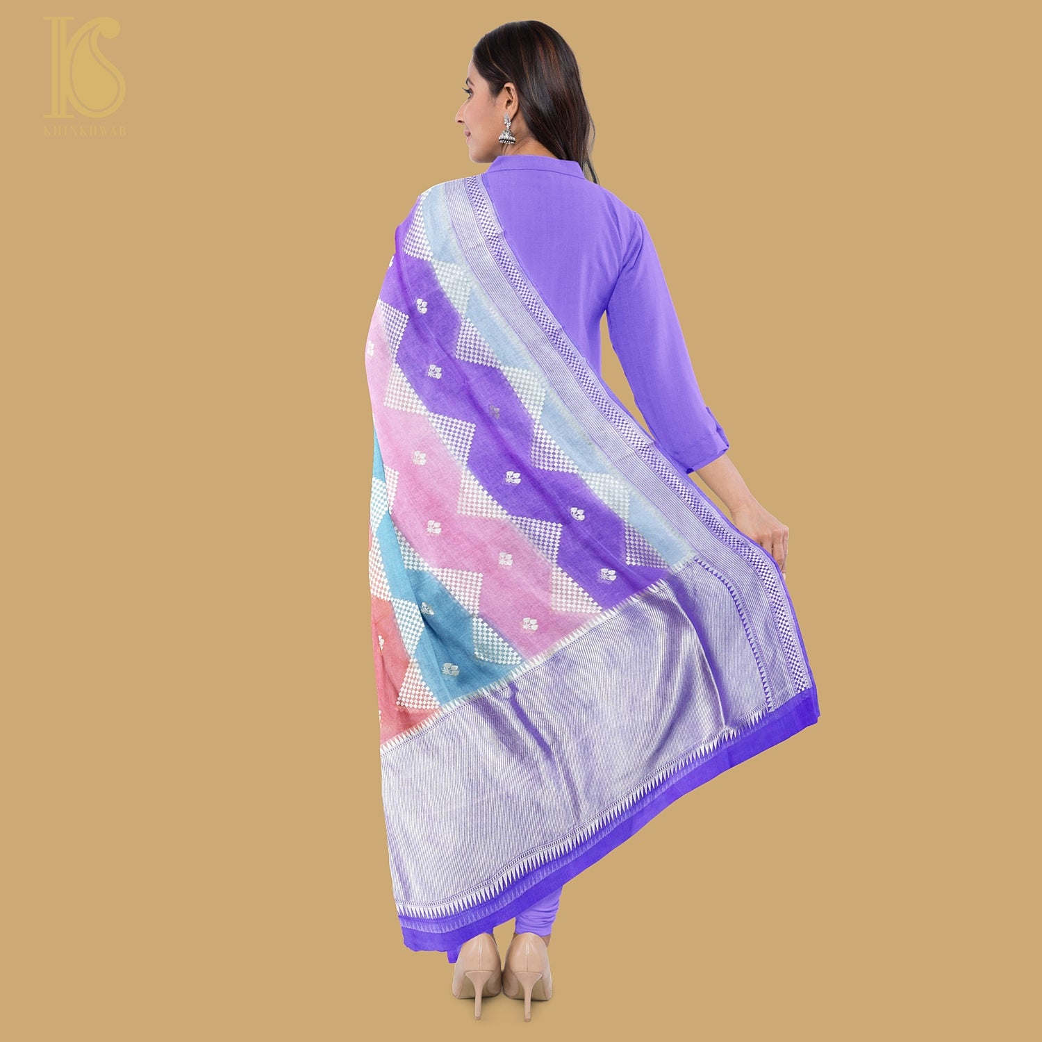 Purple Pure Georgette Banarasi Dupatta - Khinkhwab