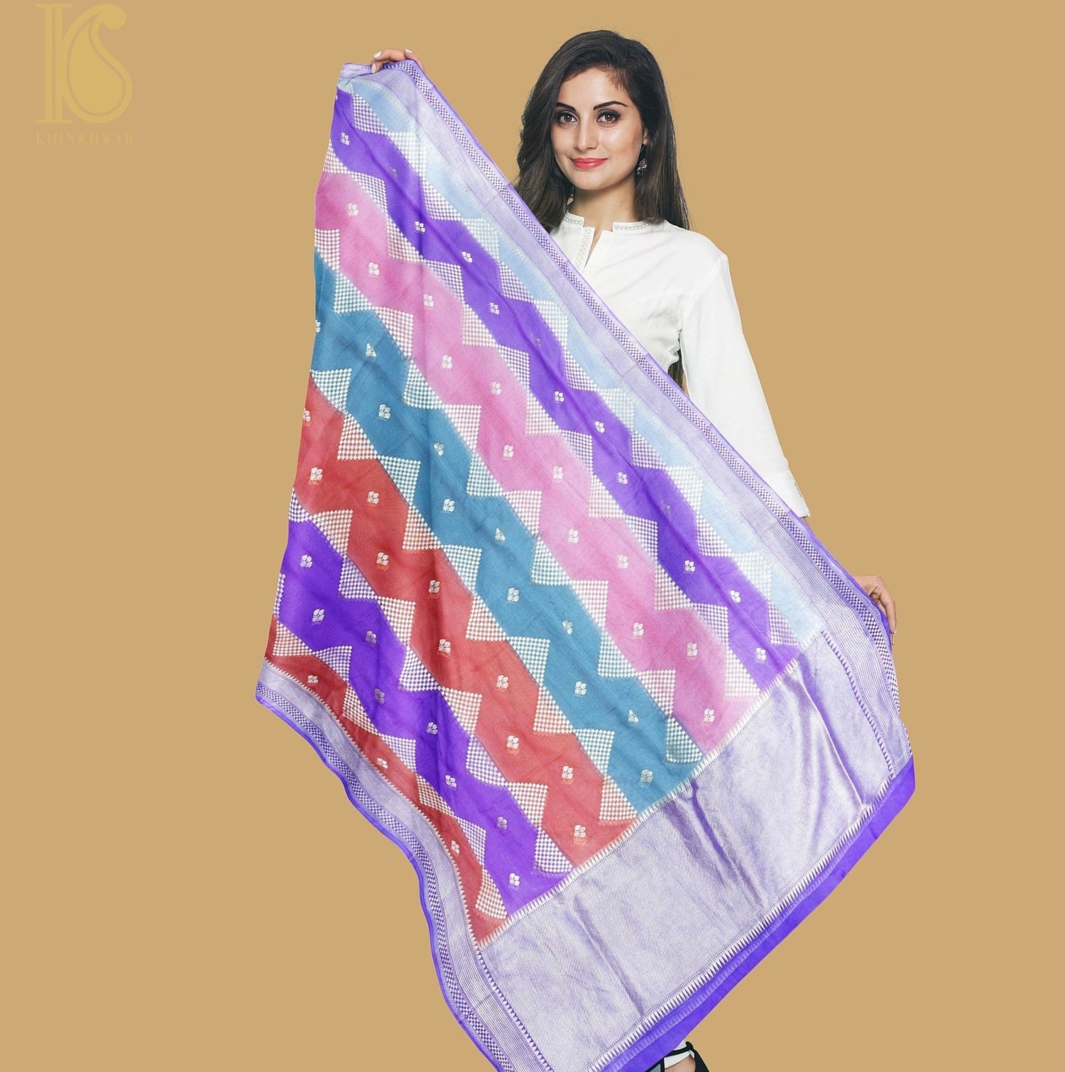 Purple Pure Georgette Banarasi Dupatta - Khinkhwab