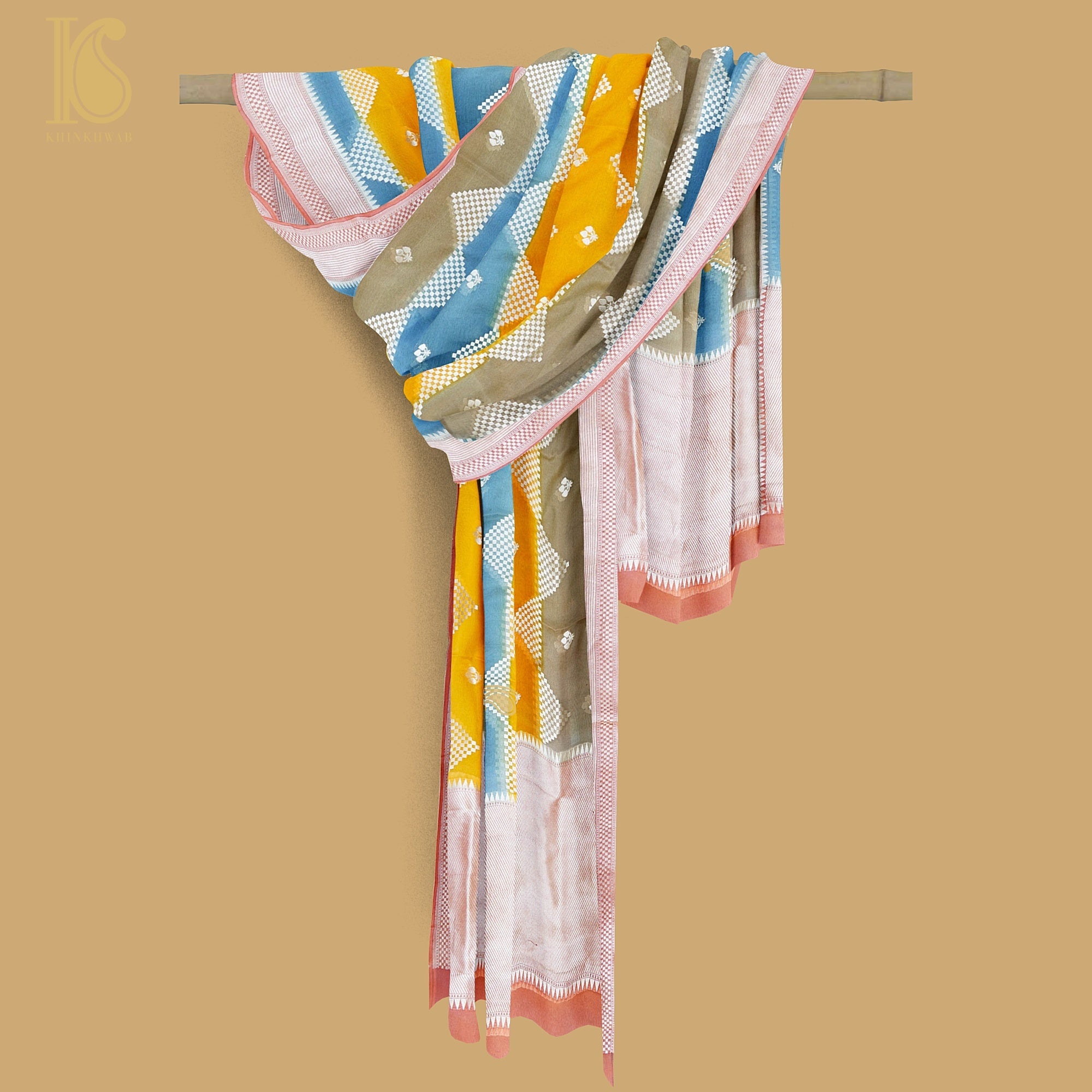Orange Pure Georgette Banarasi Dupatta - Khinkhwab