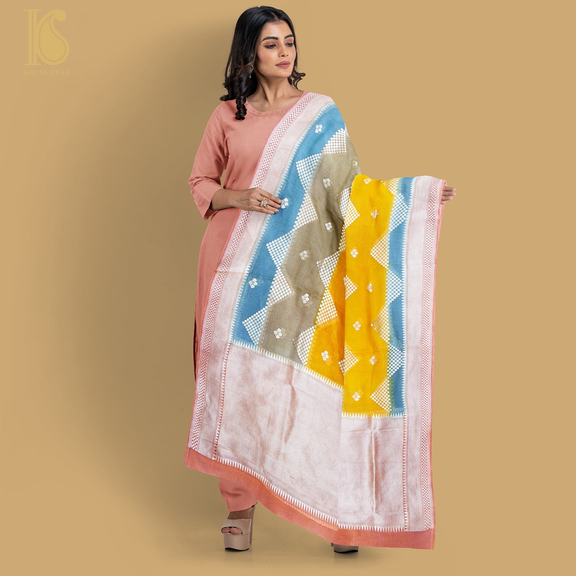 Orange Pure Georgette Banarasi Dupatta - Khinkhwab
