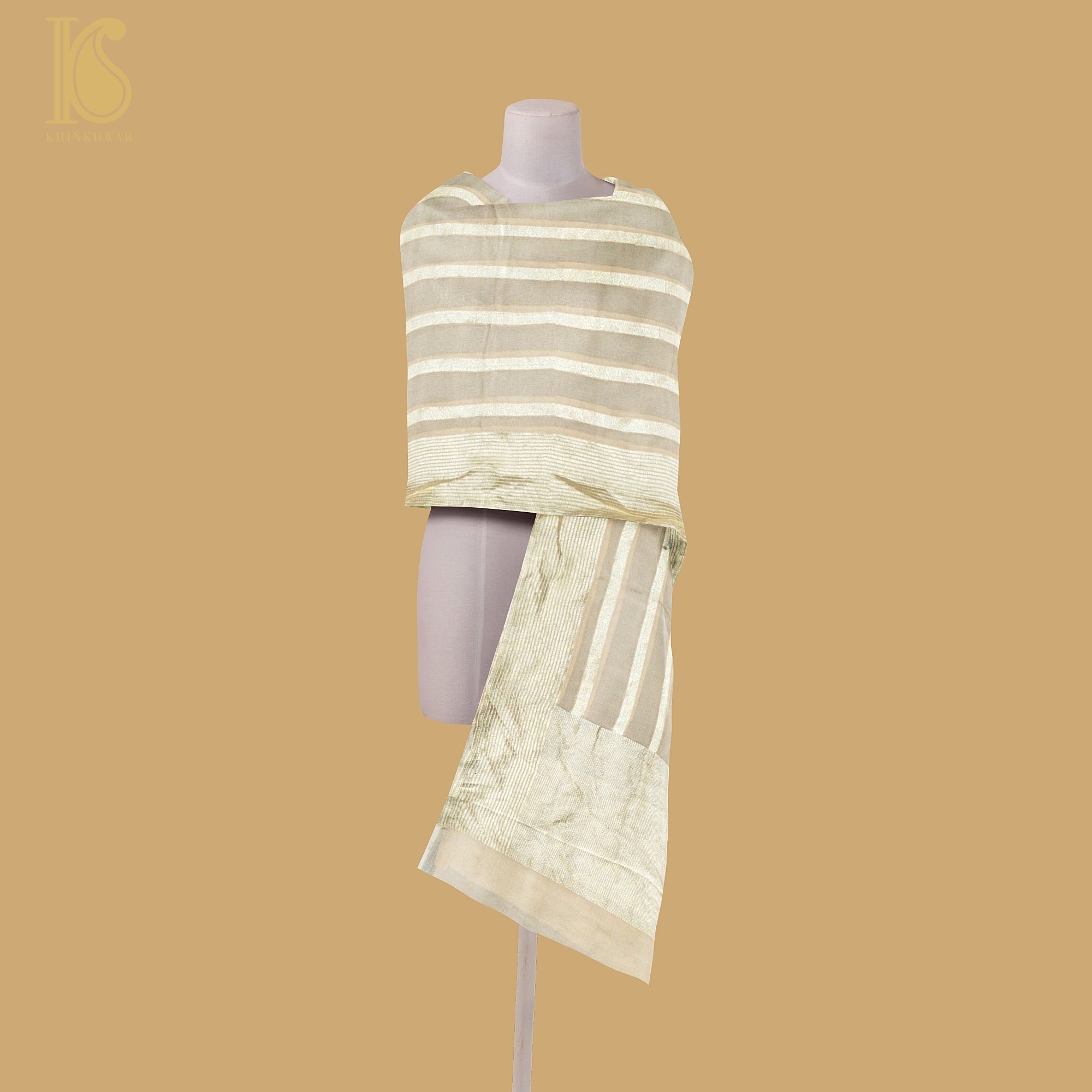 Pure Georgette Handloom Banarasi Stripes Dupatta - Khinkhwab