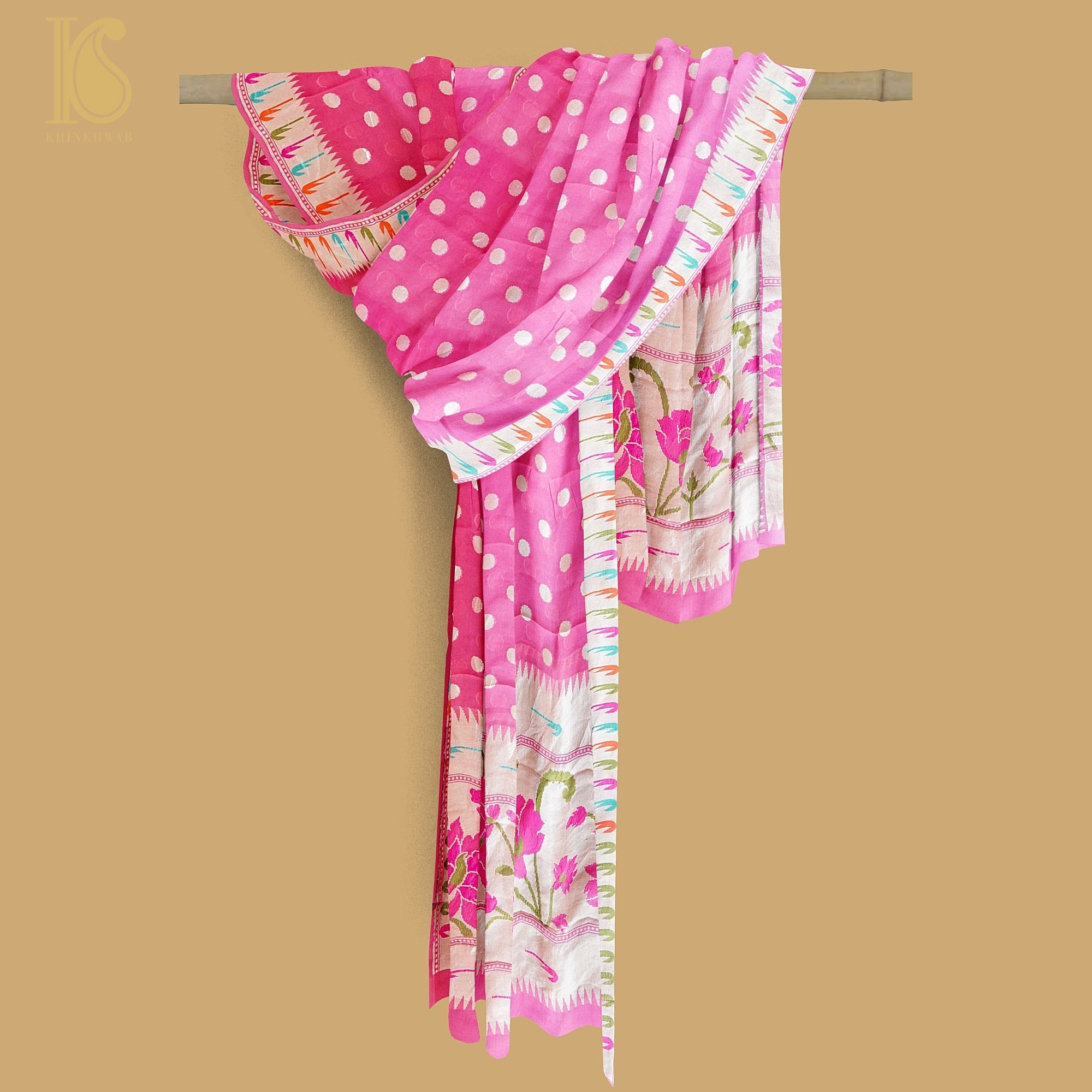 Handloom Pure Georgette Banarasi Muniya Border Dupatta - Khinkhwab