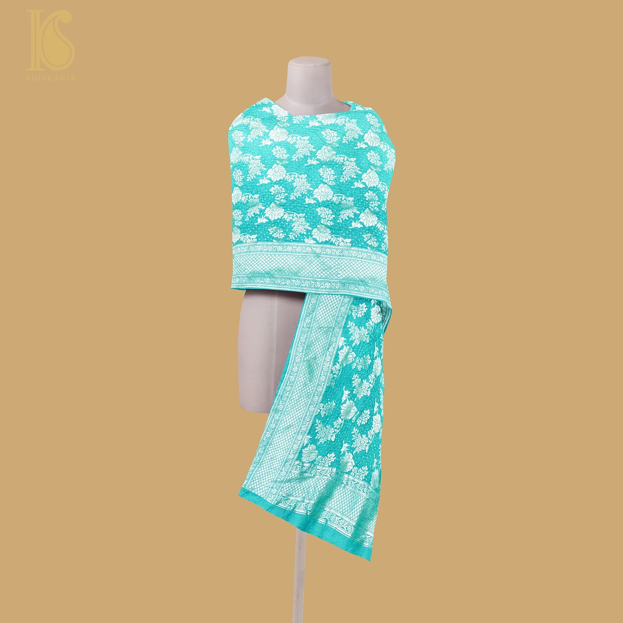 Green Handwoven Banarasi Bandhani Pure Moonga Silk Dupatta - Khinkhwab