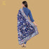 Sapphire Blue Handcrafted Parsi Gara Pure Georgette Dupatta - Khinkhwab