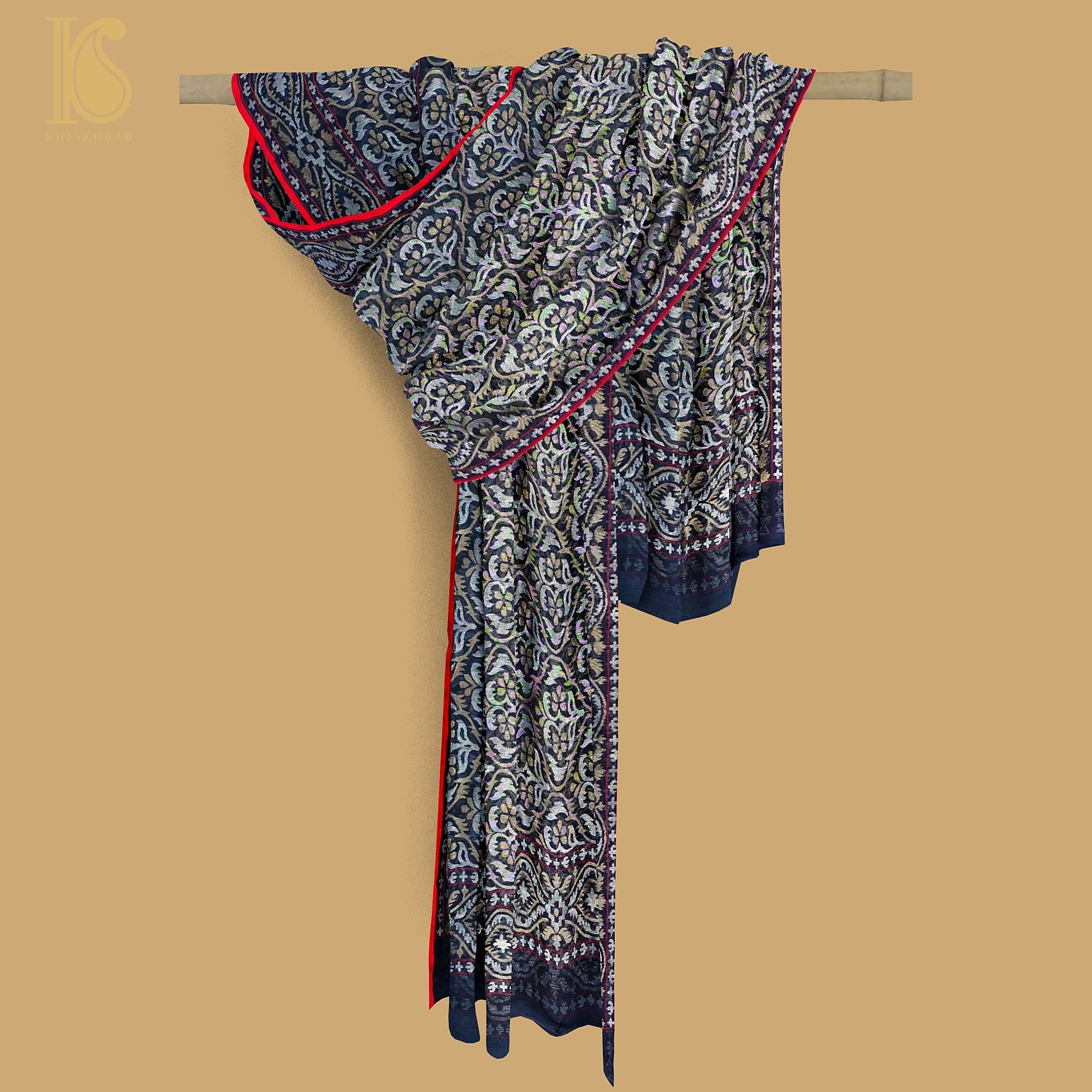 Neelambari Pure Cotton Real Silver Zari Handloom Banarasi Dupatta - Khinkhwab