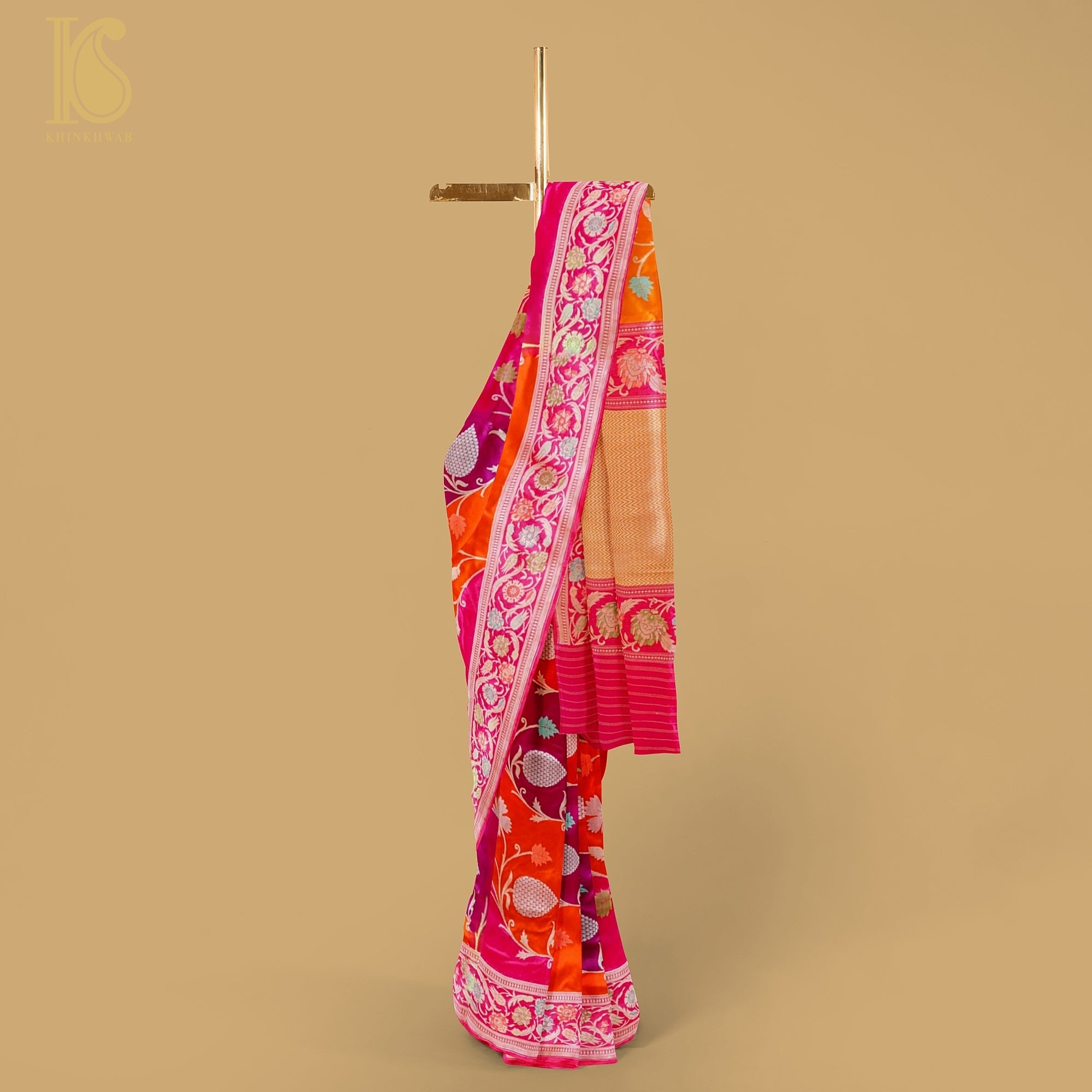 Handwoven Pure Katan Silk Kadwa Banarasi Rangkat Saree - Khinkhwab
