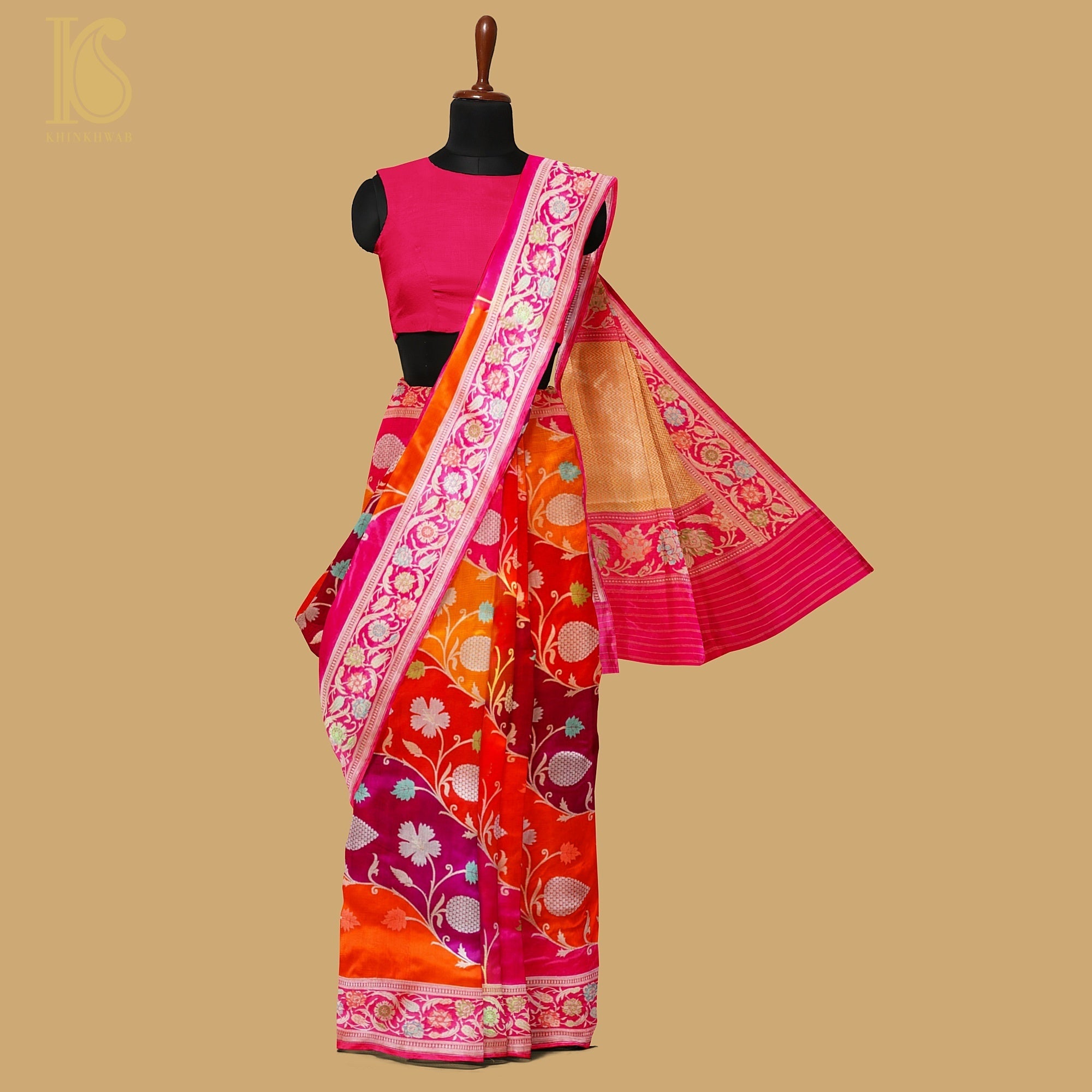 Handwoven Pure Katan Silk Kadwa Banarasi Rangkat Saree - Khinkhwab