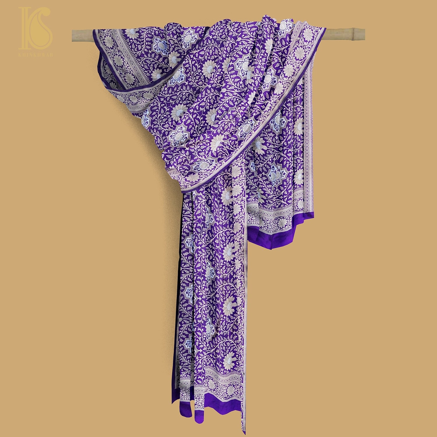 Purple Pure Katan Silk Handloom Banarasi Dupatta - Khinkhwab