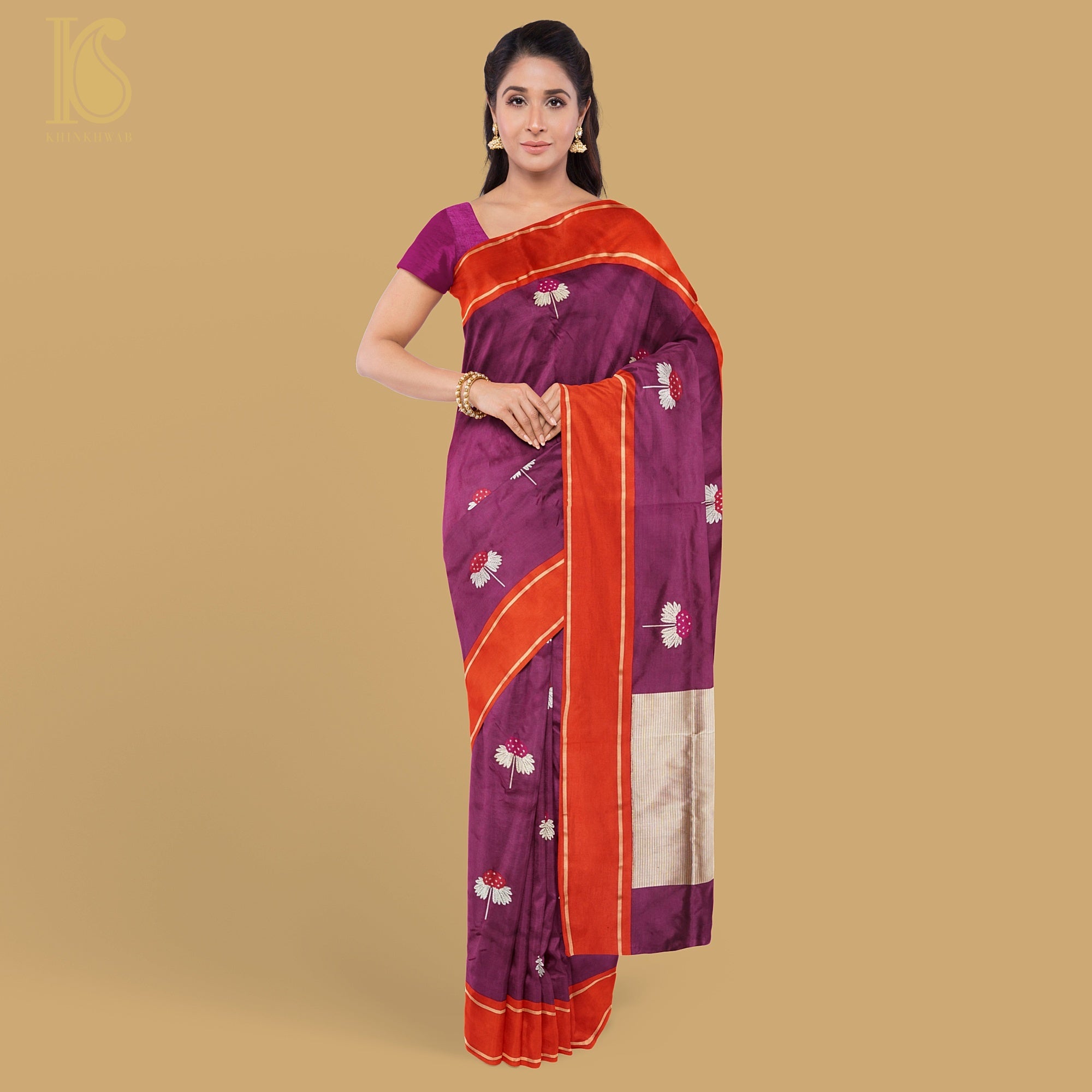 Handwoven Lipstick Pink Pure Mashru Silk Kadwa Banarasi Saree - Khinkhwab