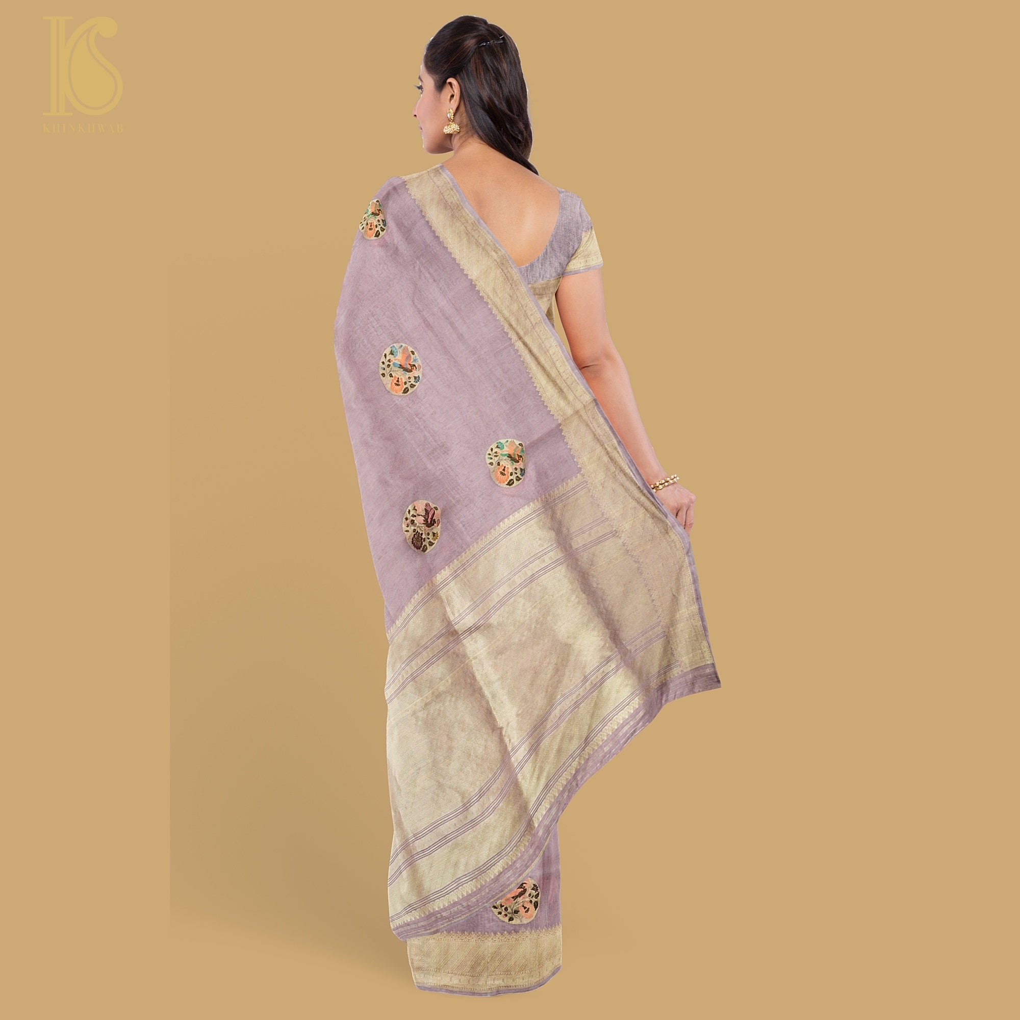 Pure Kora Silk Handloom Shikargah Banarasi Kadhua Saree - Khinkhwab