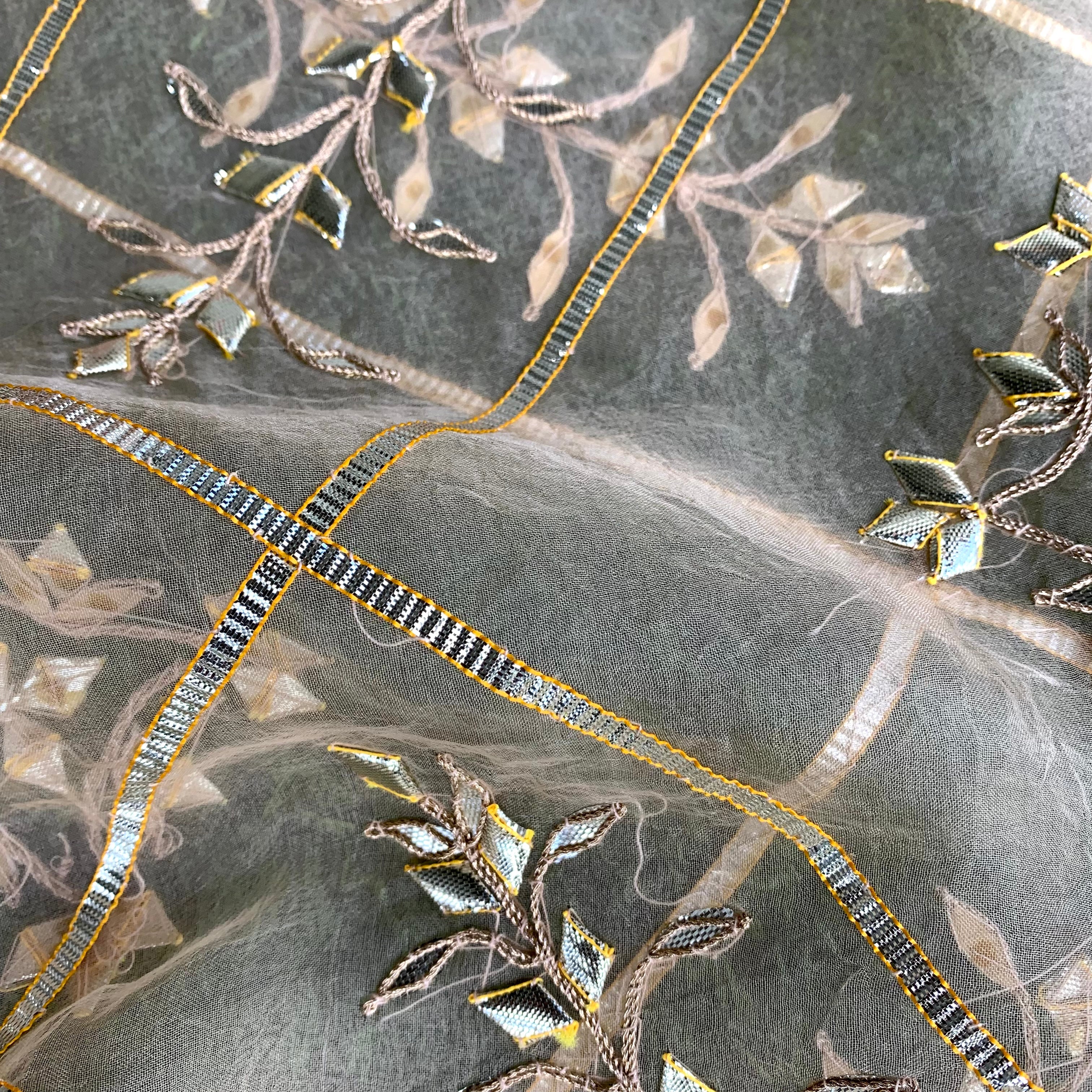 Pure Organza Silk Dupatta with Jaal Patti Embroidery - Khinkhwab