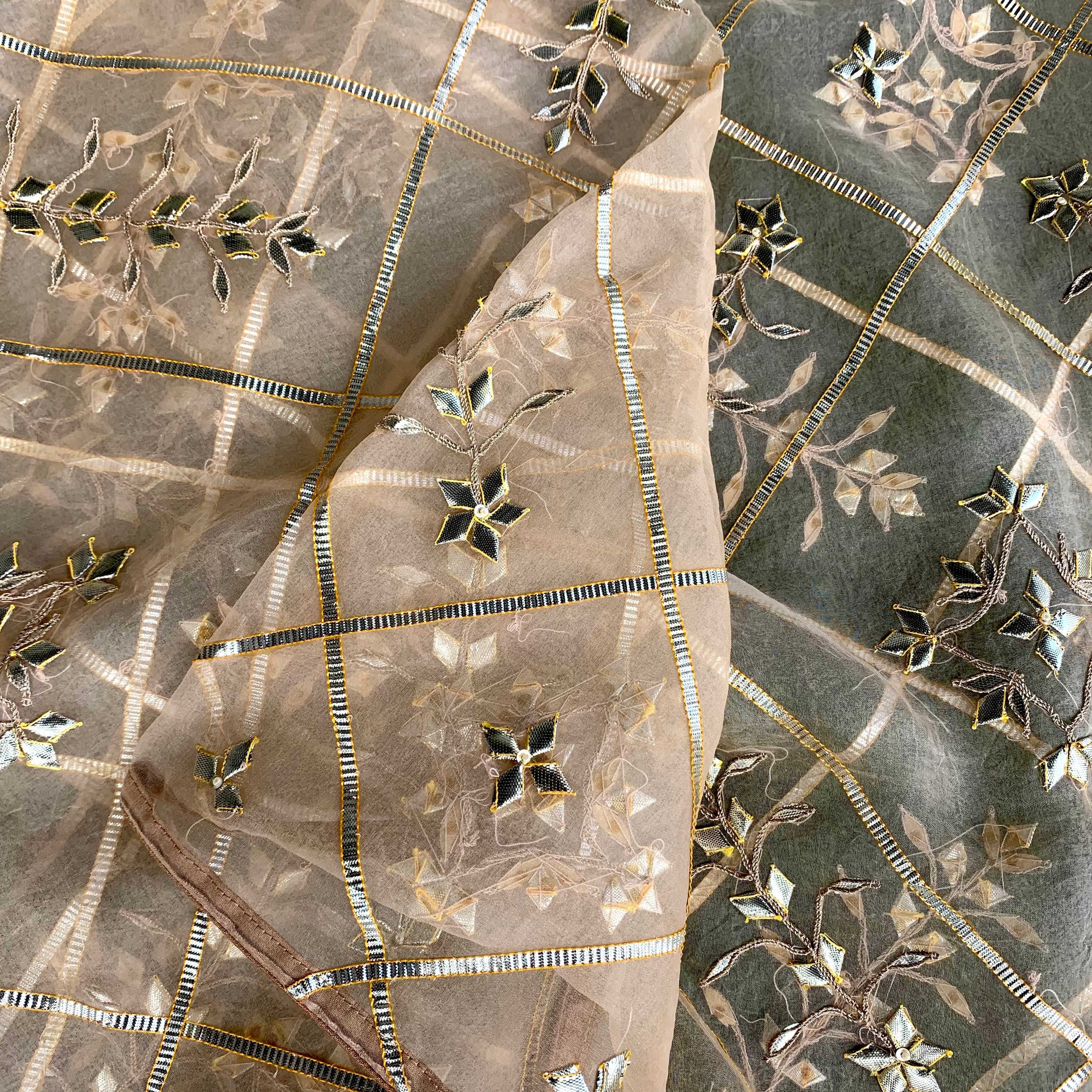 Pure Organza Silk Dupatta with Jaal Patti Embroidery - Khinkhwab