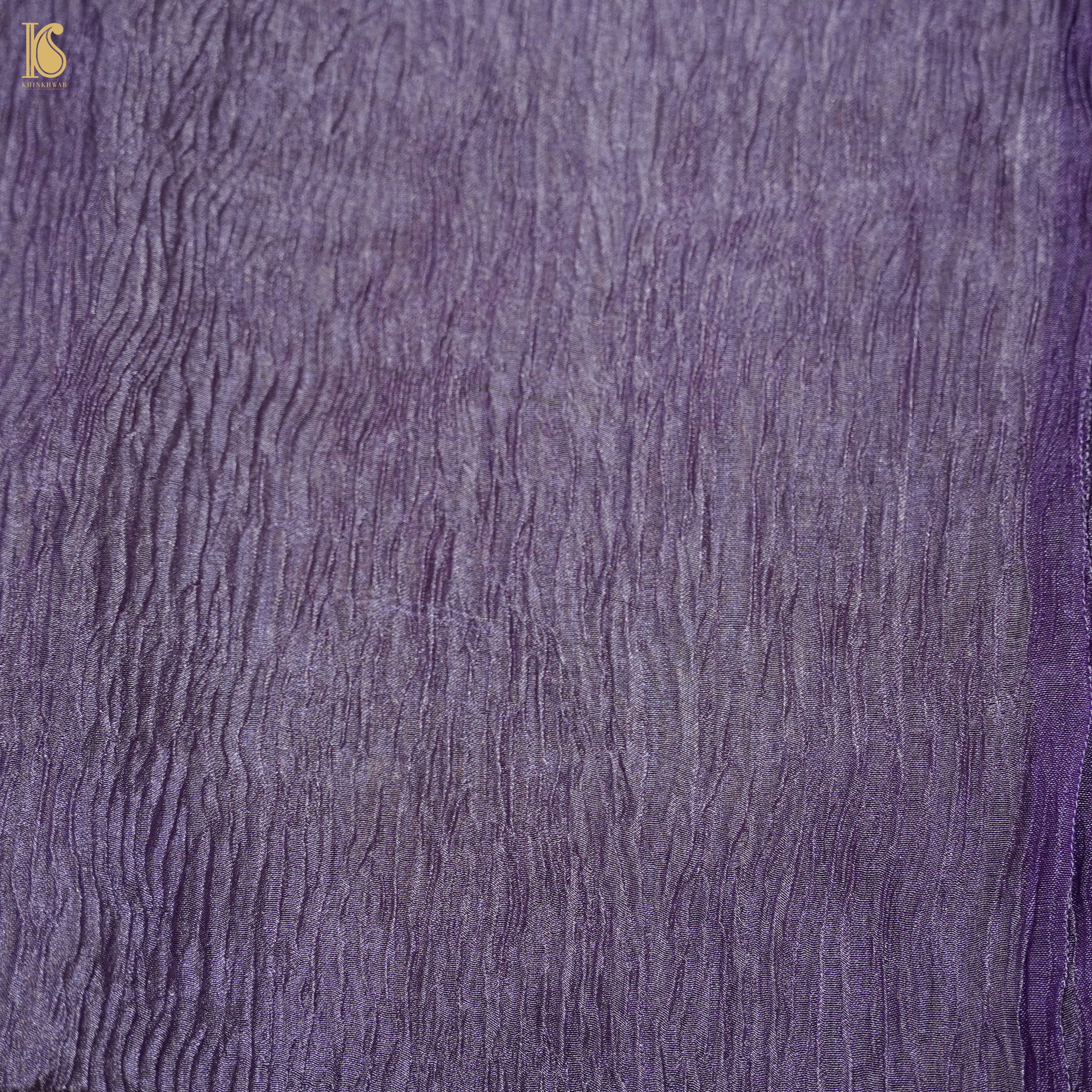 Purple Pure Wrinkle Tissue Silk Saree - Khinkhwab