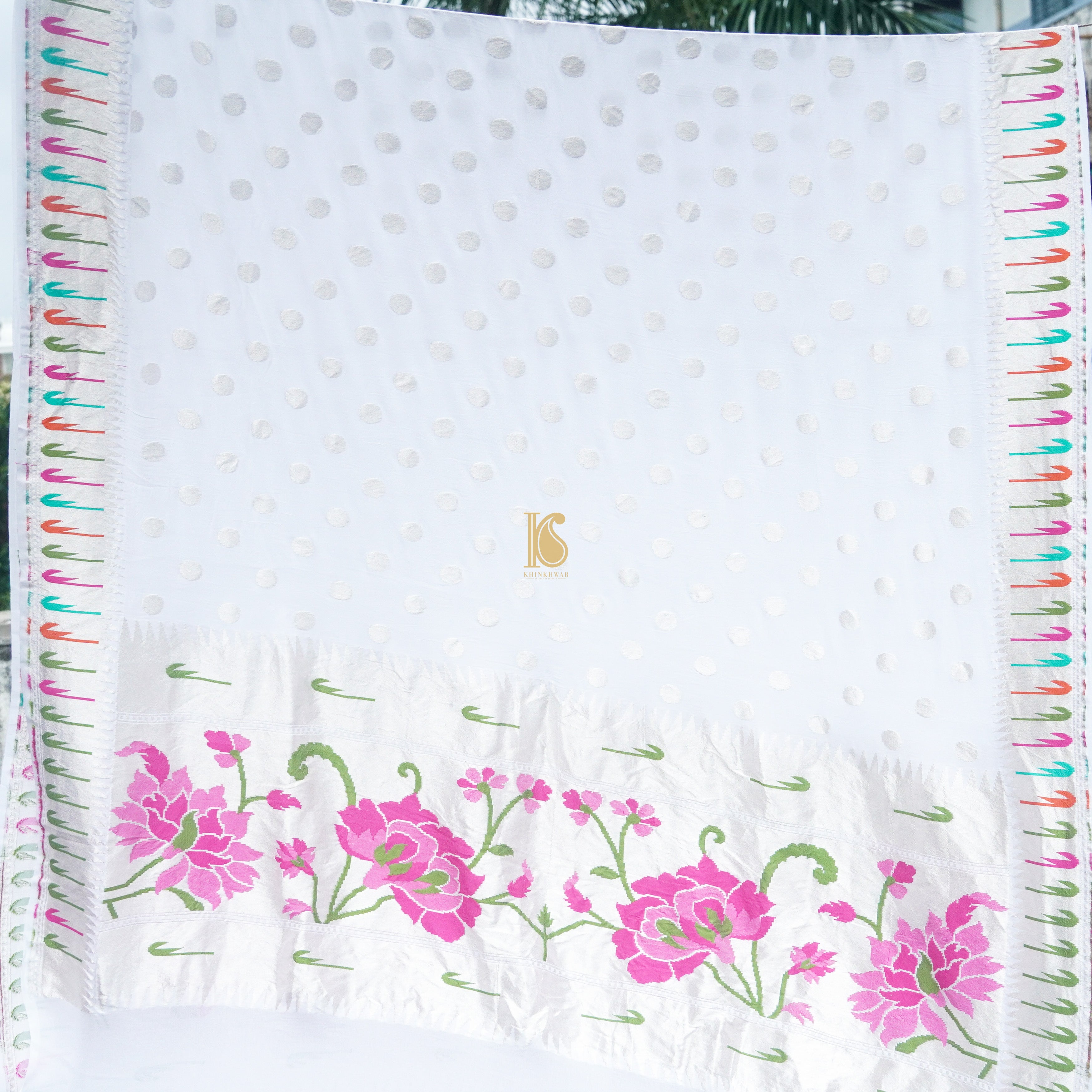 Handloom Pure Georgette Silver Zari Banarasi Dupatta - Preorder - Khinkhwab