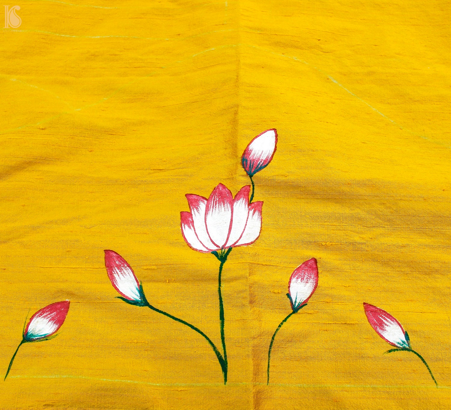 Green & Yellow Pure Cotton Hand Painted Pichwai Banarasi Saree - Khinkhwab