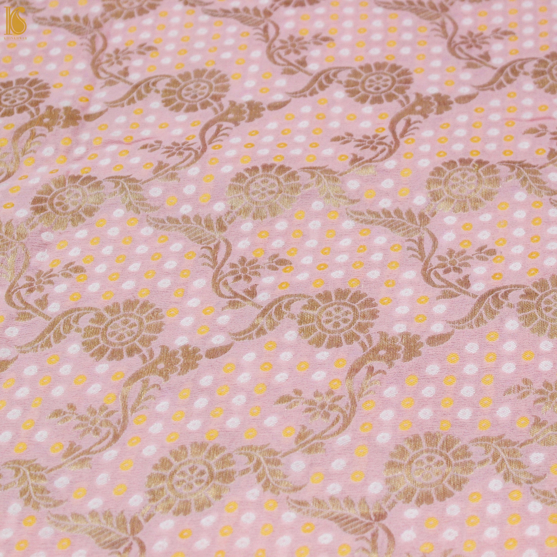 Baby Pink Georgette Handloom Banarasi Dupatta - Khinkhwab