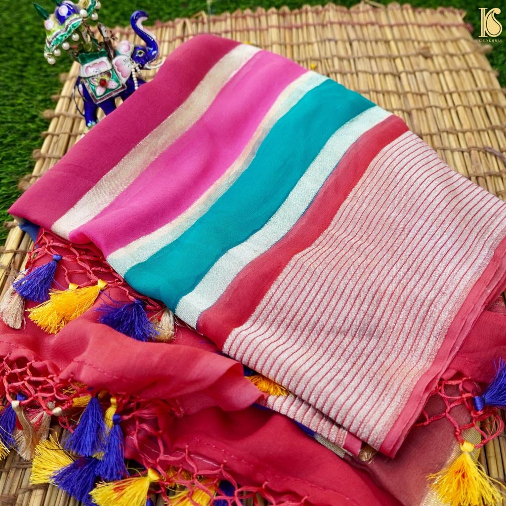 Rangkat Pure Georgette Handloom Banarasi Dupatta - Khinkhwab