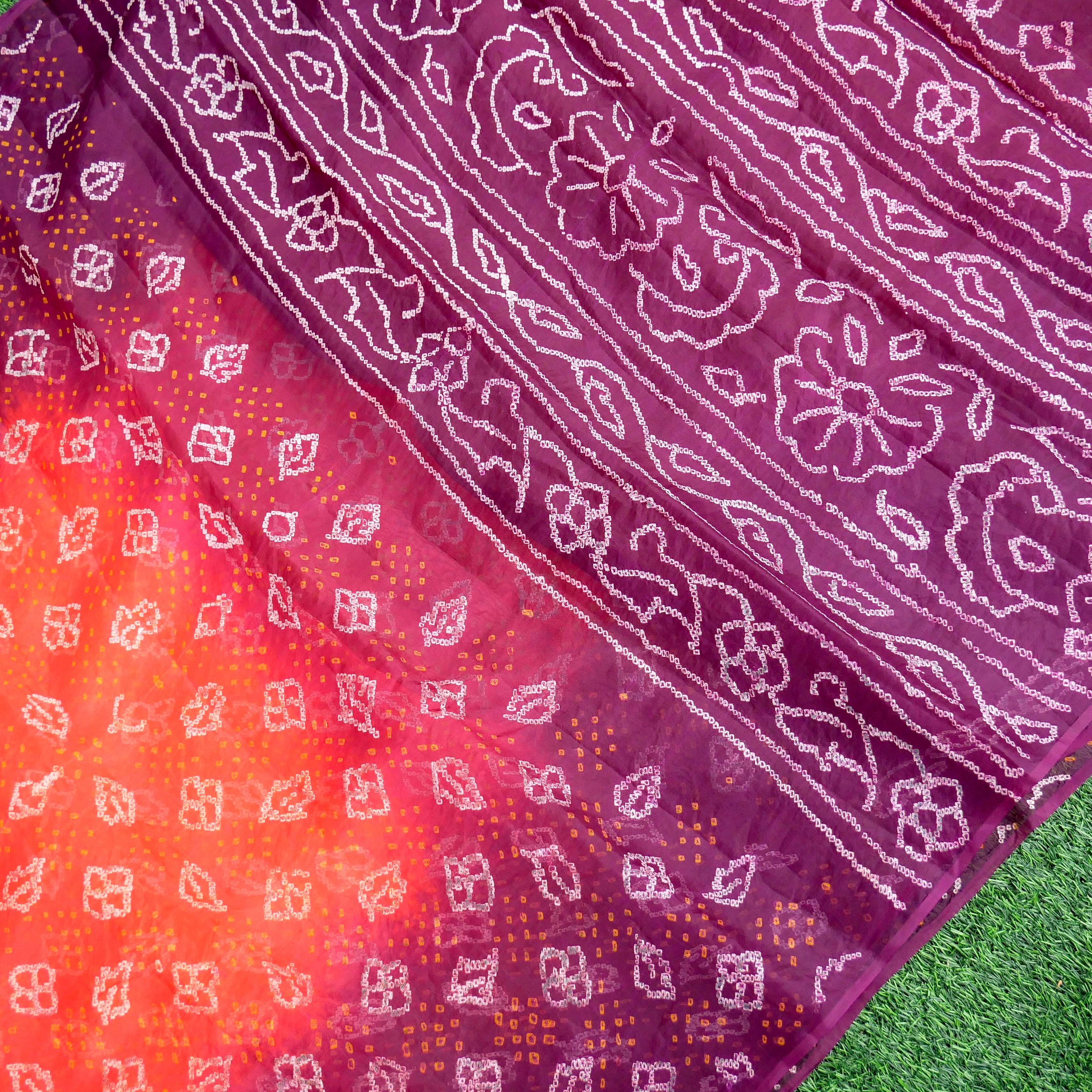 Handwoven Pure Organza Silk Bandhani Saree - Khinkhwab