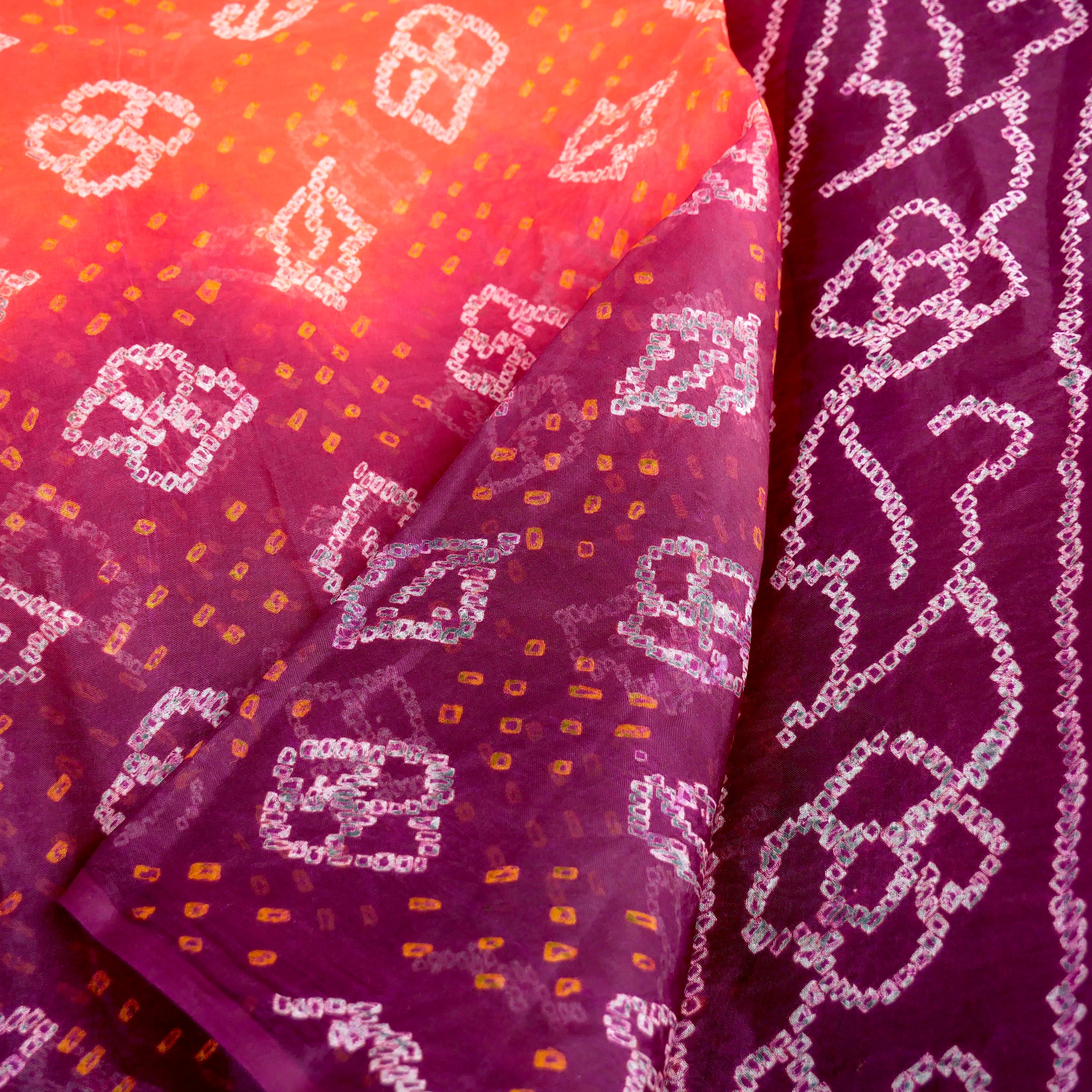 Handwoven Pure Organza Silk Bandhani Saree - Khinkhwab