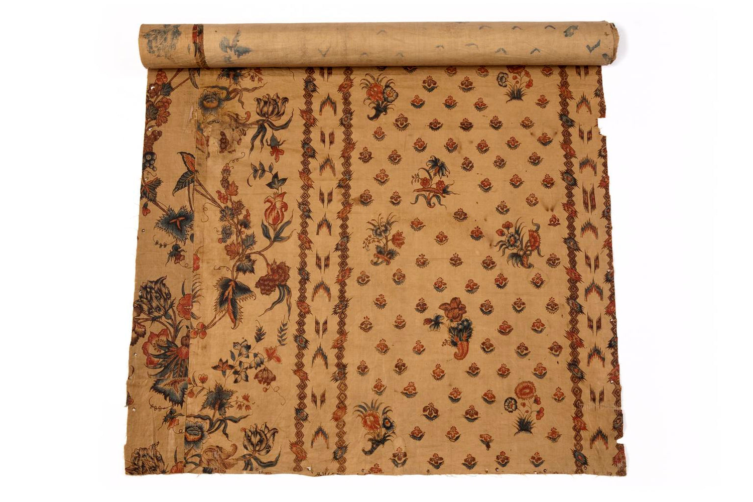 Indian chintz palampore, 18th century — hand-painted cotton exported to Europe by the Dutch East India Company, via Wikimedia Commons