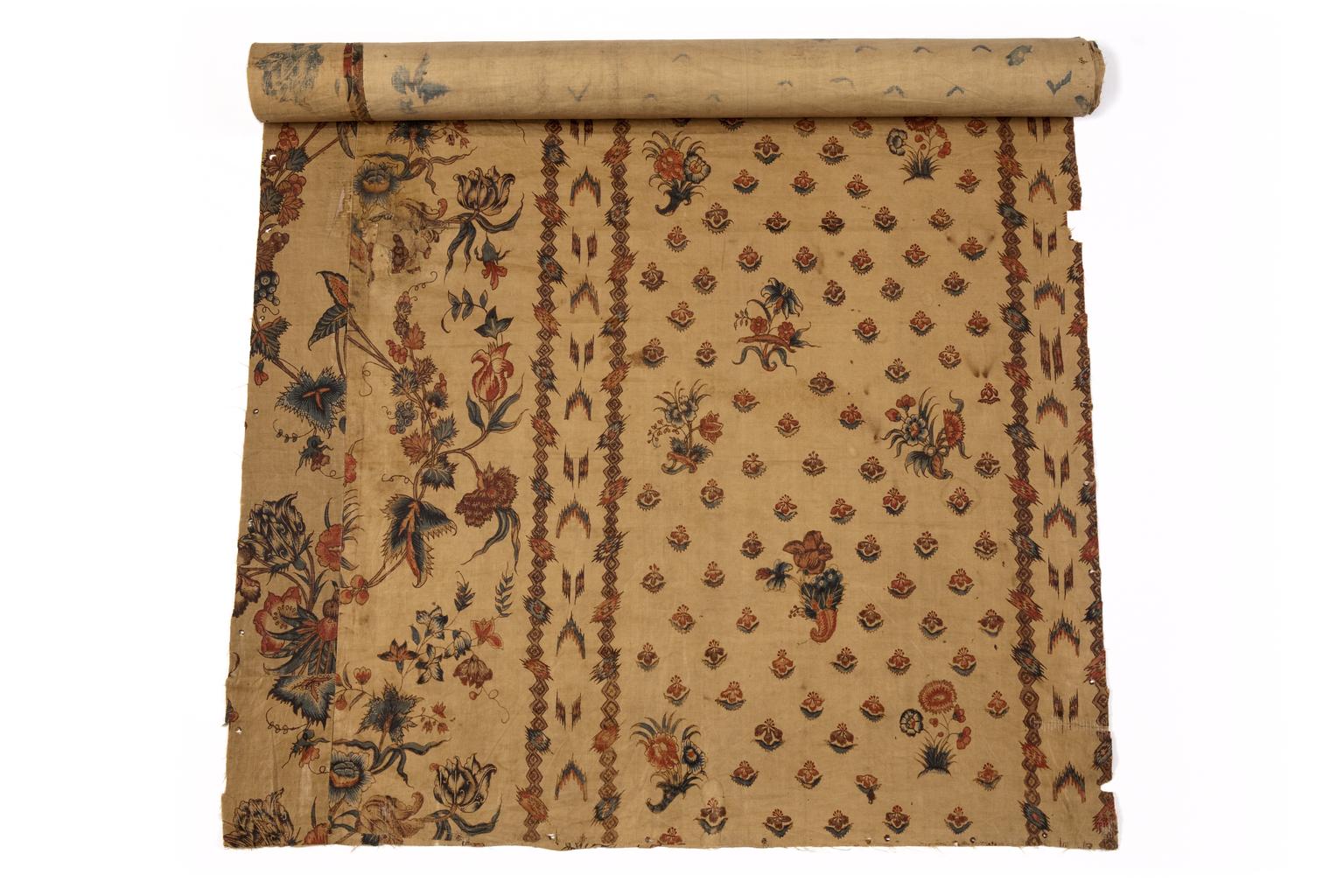 Indian chintz palampore, 18th century — hand-painted cotton exported to Europe by the Dutch East India Company, via Wikimedia Commons