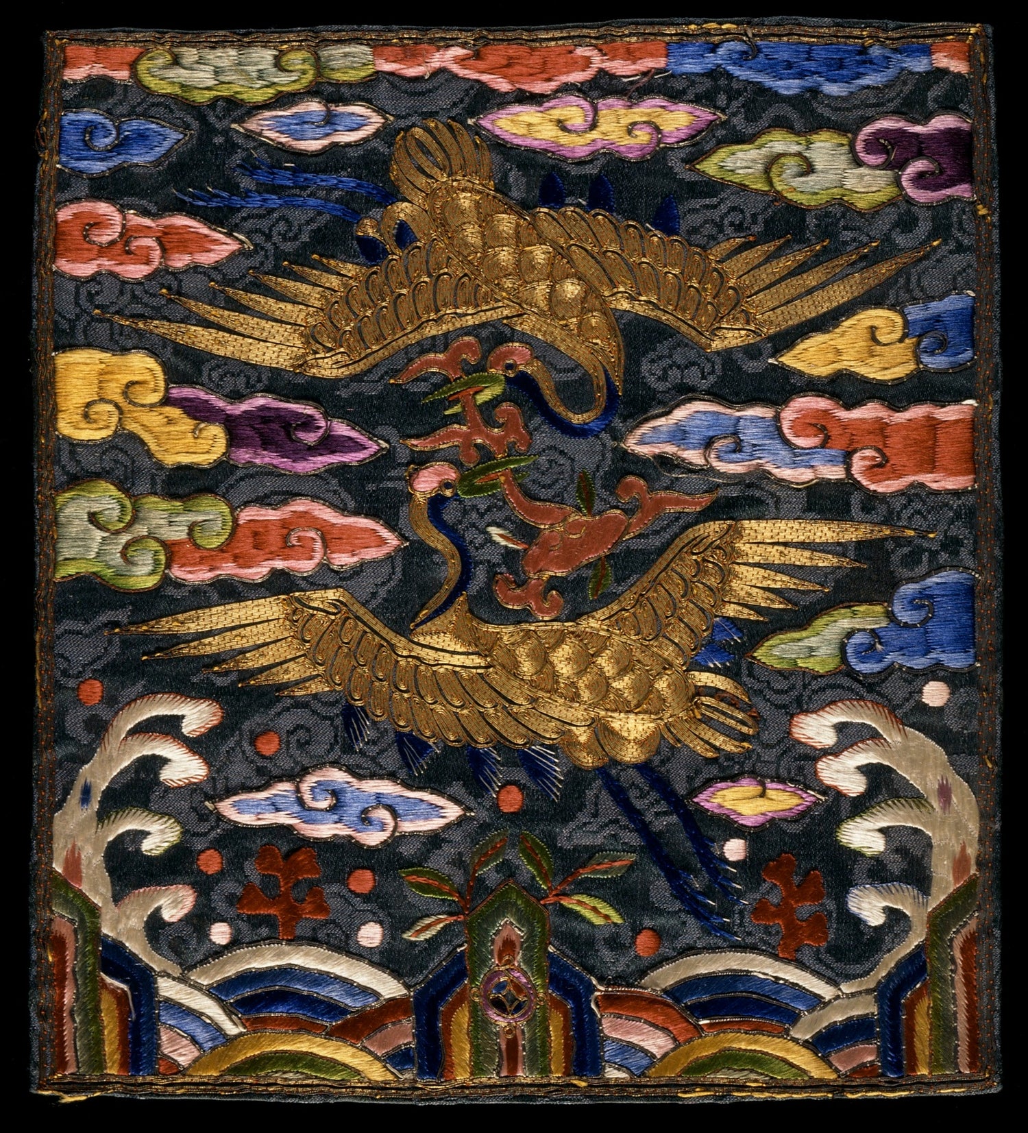 Korean rank badge with two cranes, Joseon dynasty