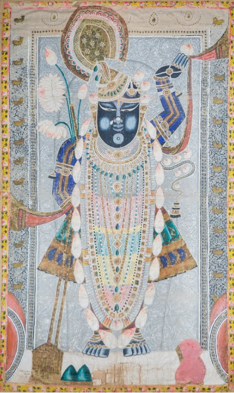 Pichwai painting of Shrinathji (Krishna) on cloth, Nathdwara tradition