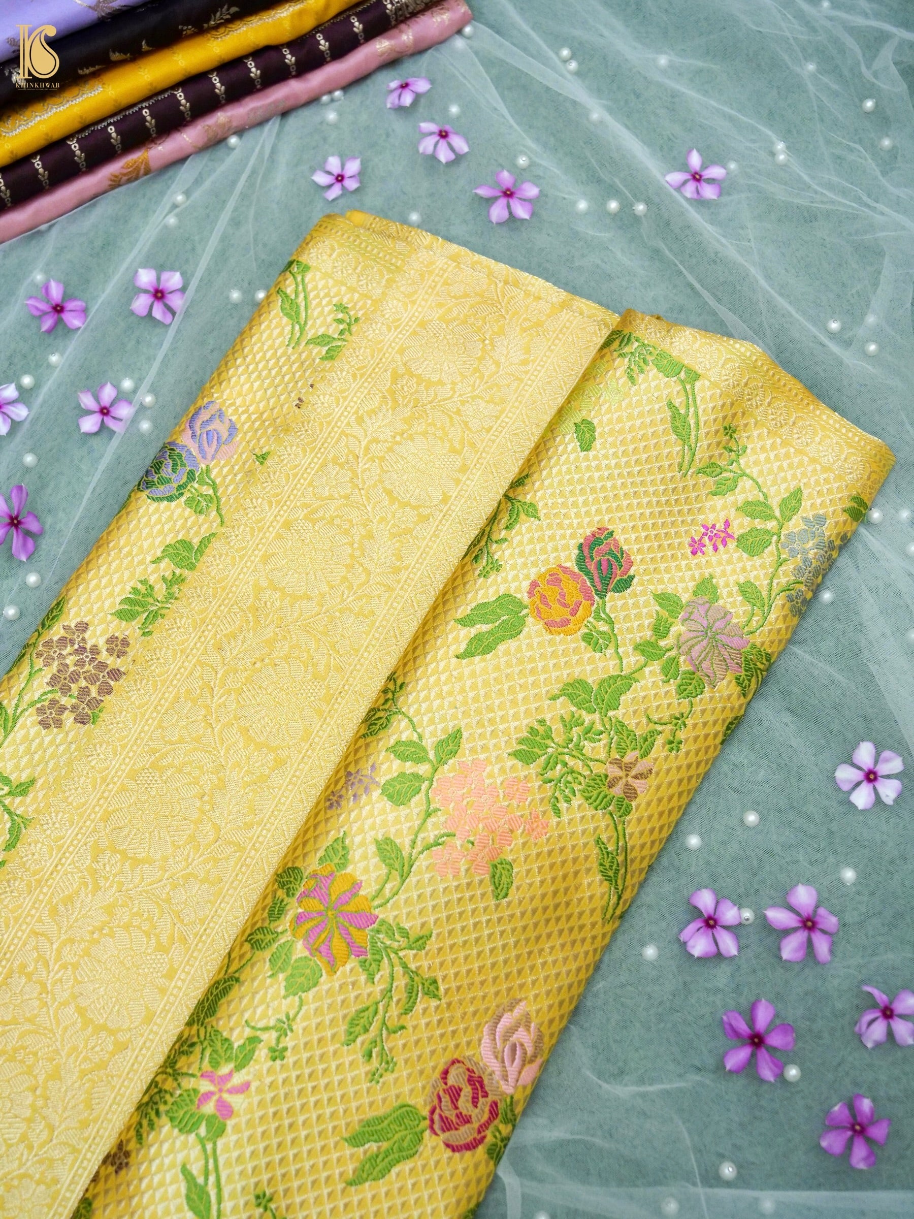 Handwoven Banarasi Katan Silk Saree — store in cotton muslin, away from humidity — Khinkhwab