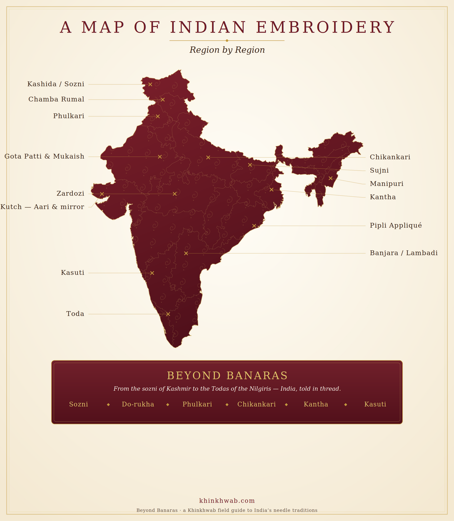 A Map of Indian Embroidery, Region by Region