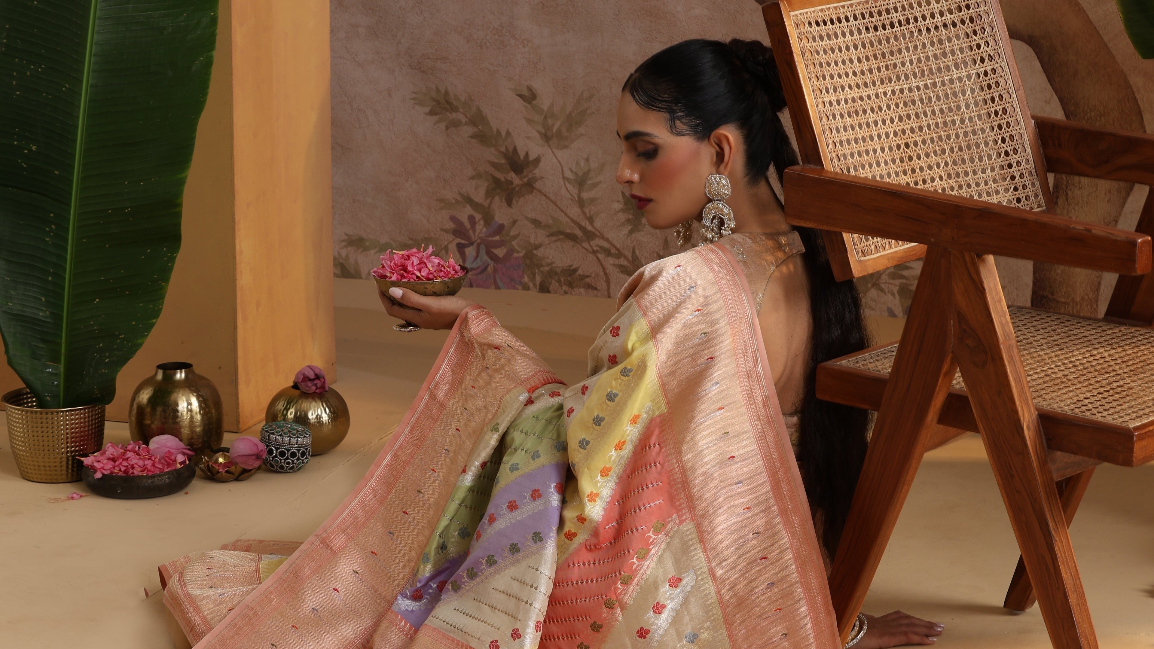 Peach Banarasi Sarees