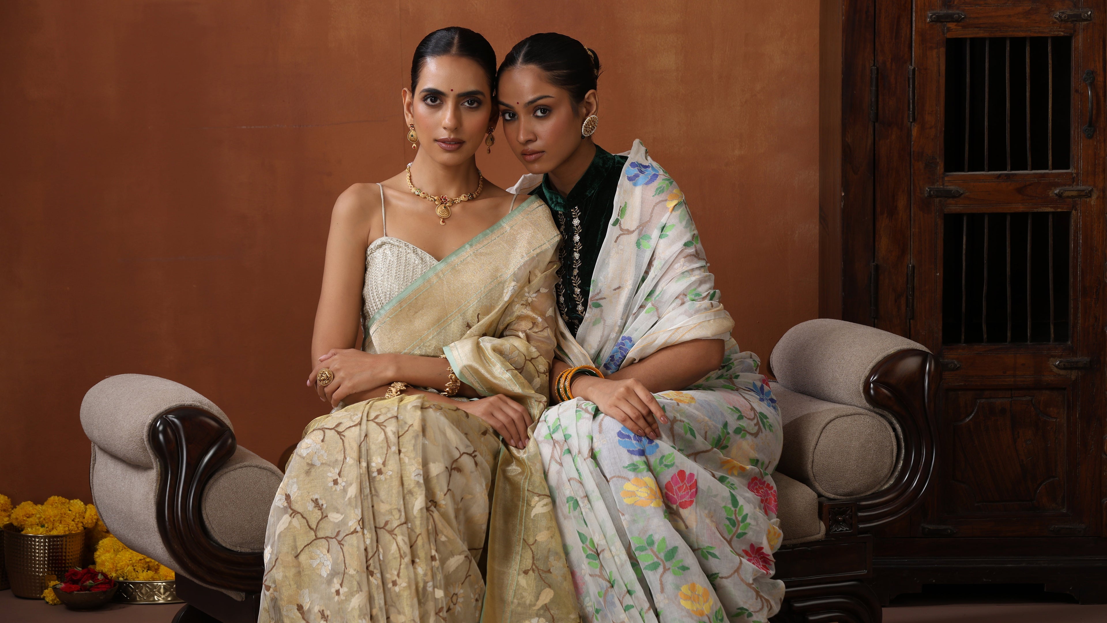 Off White Banarasi Sarees