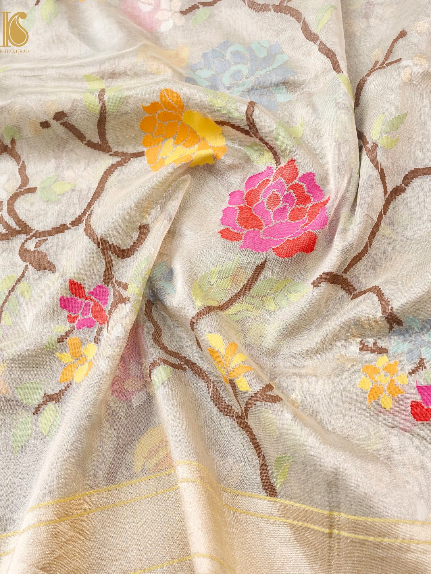 Handloom Banarasi Real Silver Zari Cotton Tissue Dupatta