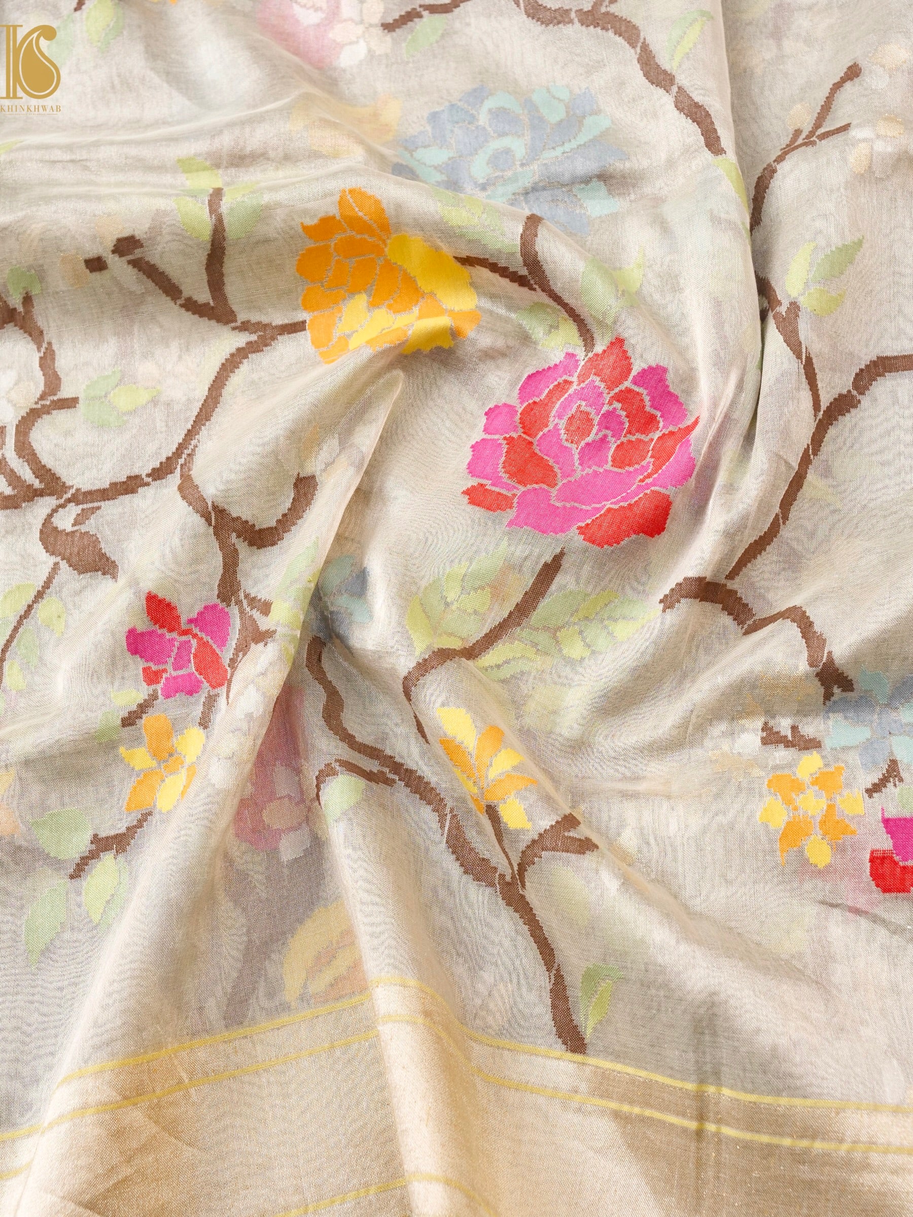 Handloom Banarasi Real Silver Zari Cotton Tissue Dupatta