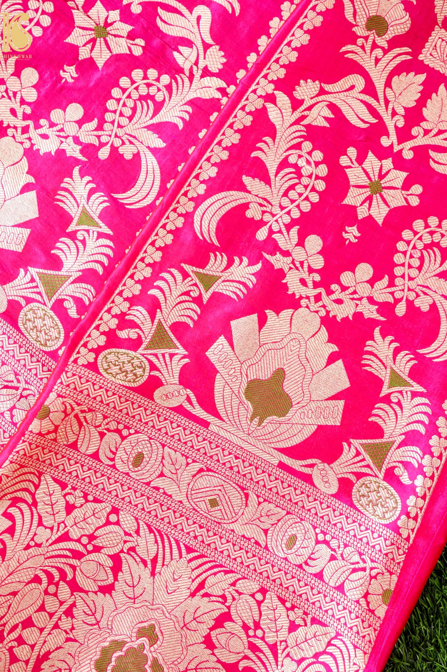 Handloom Banarasi Katan Silk Kalidar Rajrika Lehenga