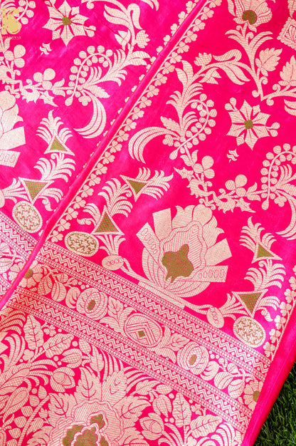 Handloom Banarasi Katan Silk Kalidar Rajrika Lehenga
