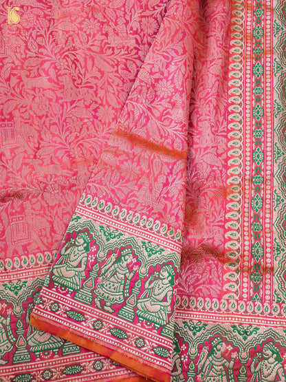 Handloom Baluchari Banarasi Katan Silk Shikargah Saree