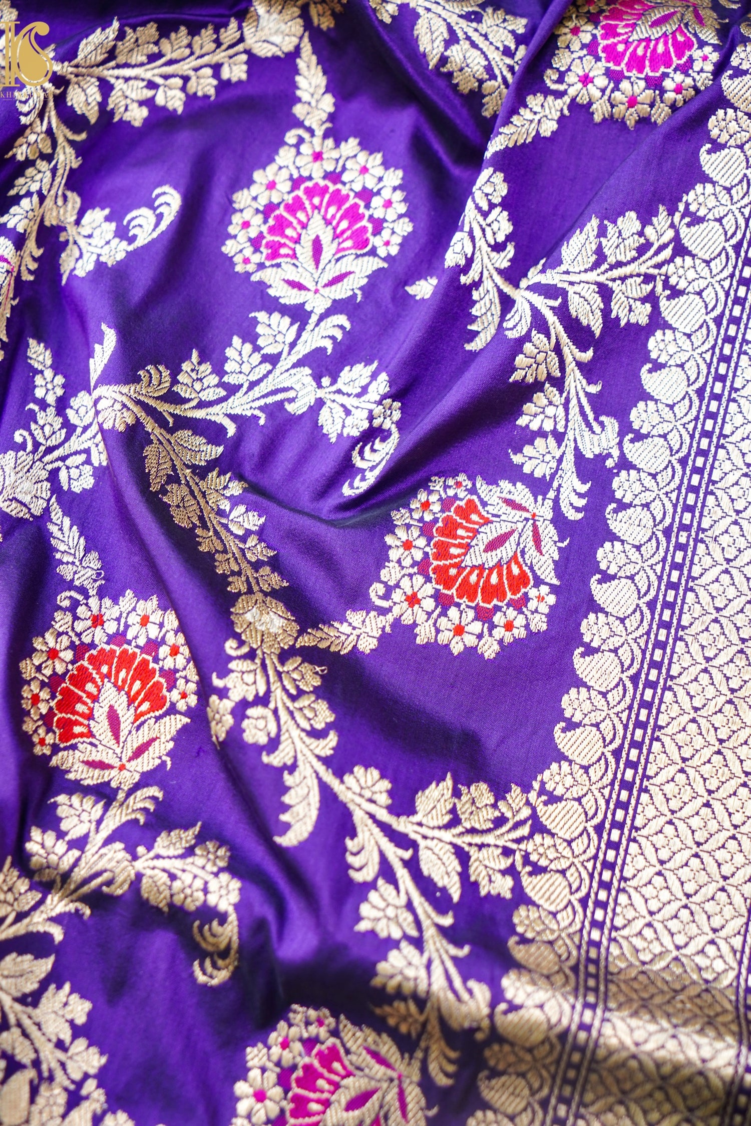 Banarasi Katan Silk Handwoven Kadwa Jaal Saree
