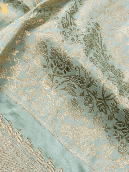 Handloom Banarasi Katan Silk Kadwa Zari Vasket Shikargah Saree