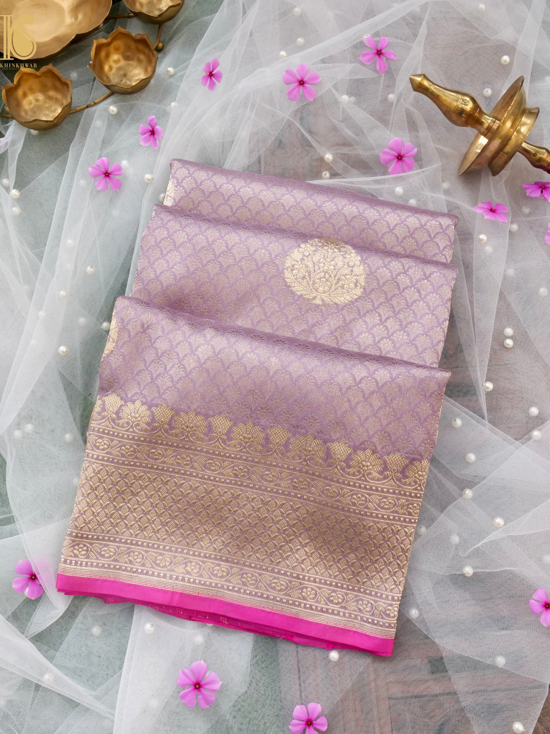 Handloom Banarasi Katan Silk Zari Tanchoi Saree with Kadwa Boota