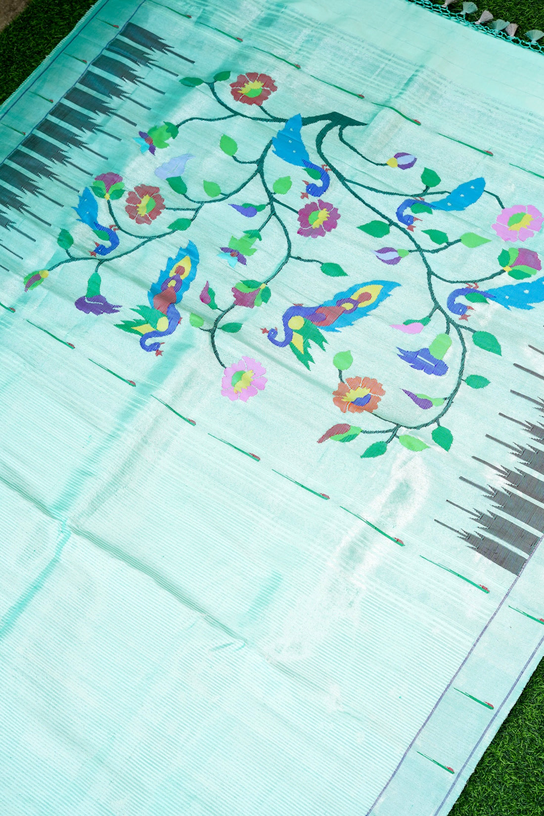 Handwoven Paithani Silk Tissue Saree with Peacock Pallu